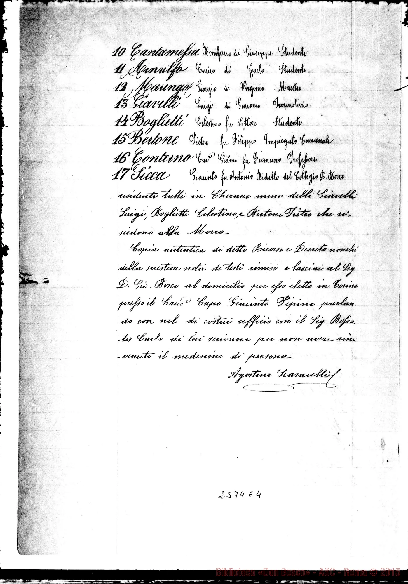 Fotogramma E 4 — Scaravelli Agostino al Pretore del Mandamento di Bra