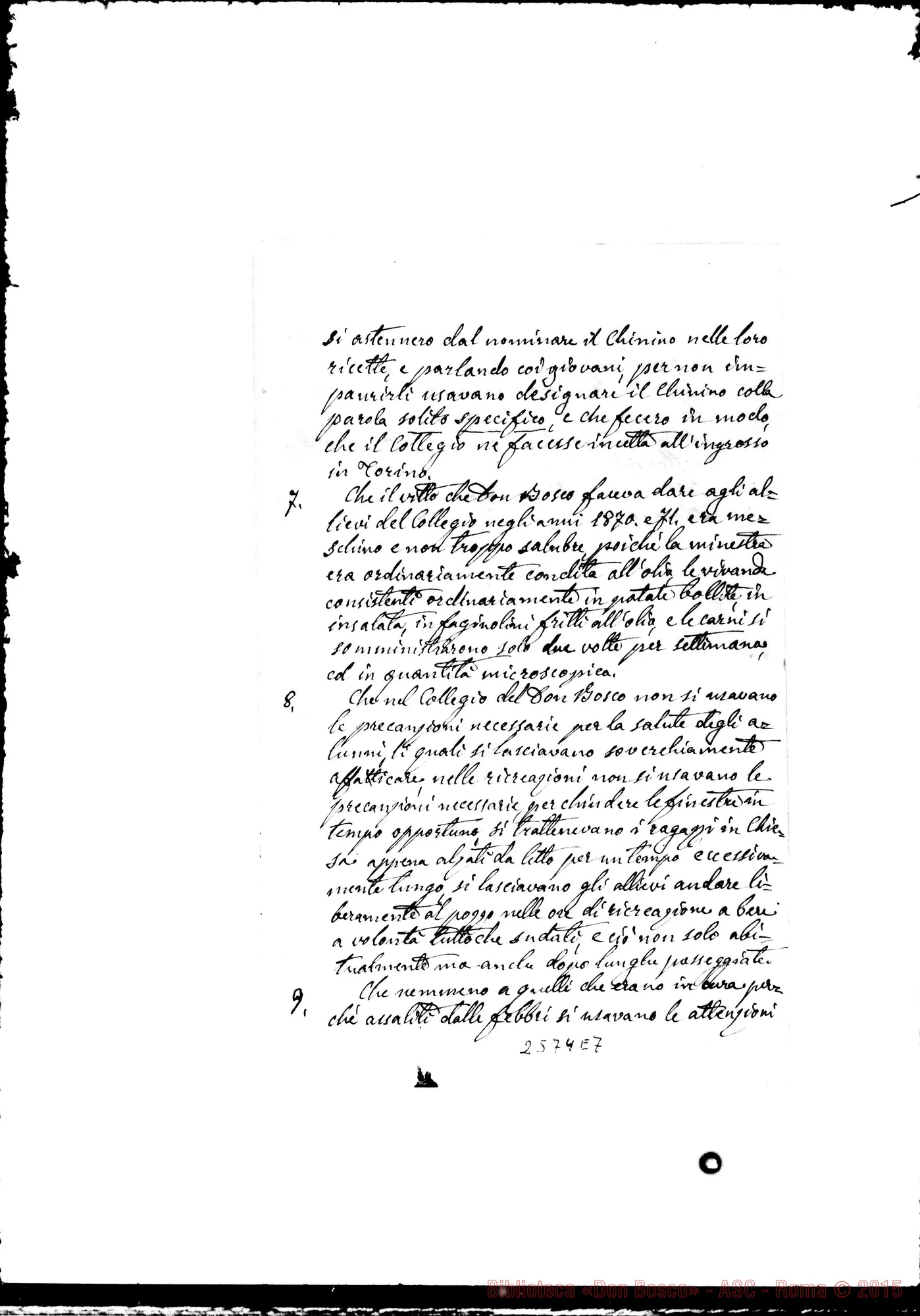 Fotogramma E 7 — Capi di prova testimoniale. Torino, 18-08-1877. Autogr. Rua