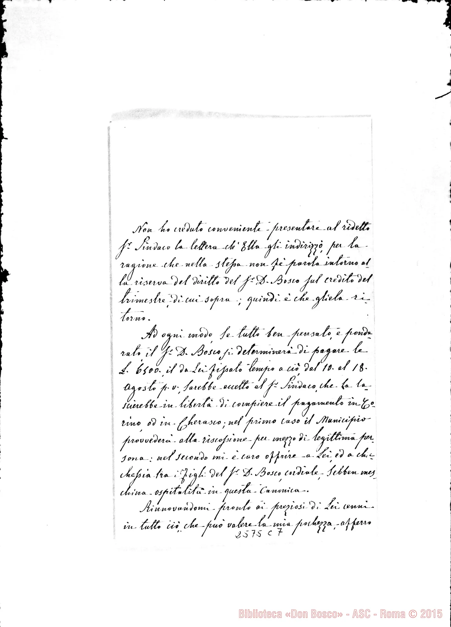 Fotogramma C 7 — Siliano Felice, parroco - Rua. Cherasco, 27-07-1878. Autogr. Rua