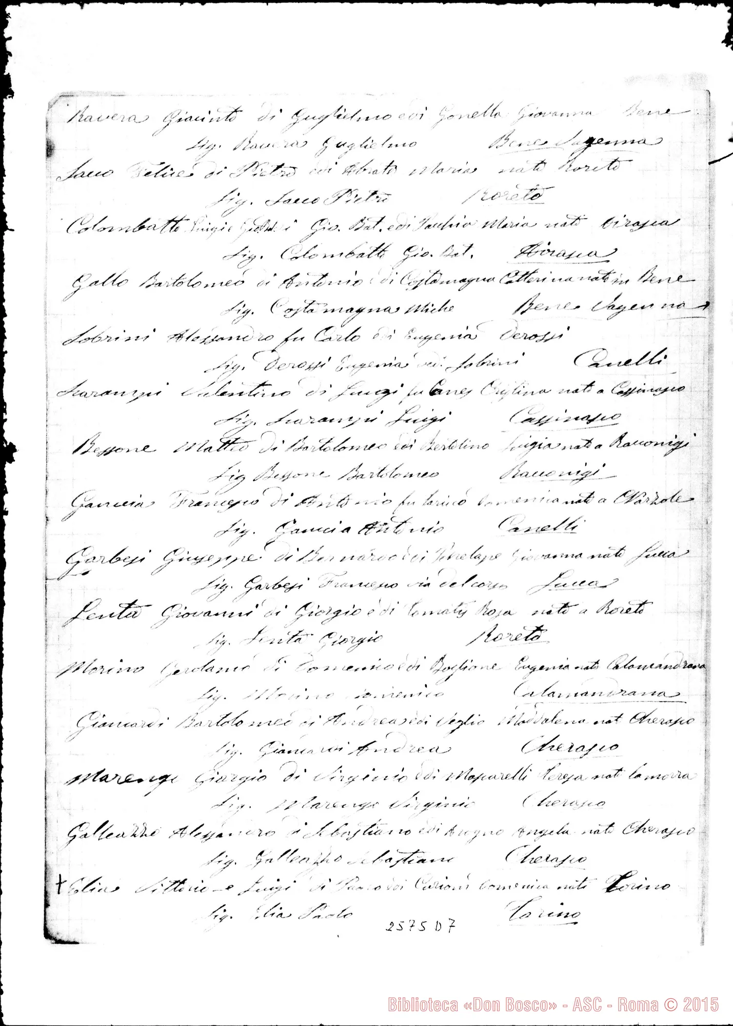 Fotogramma D 7 — Nota dei fabbricati nel secondo anno. Autogr. Rua