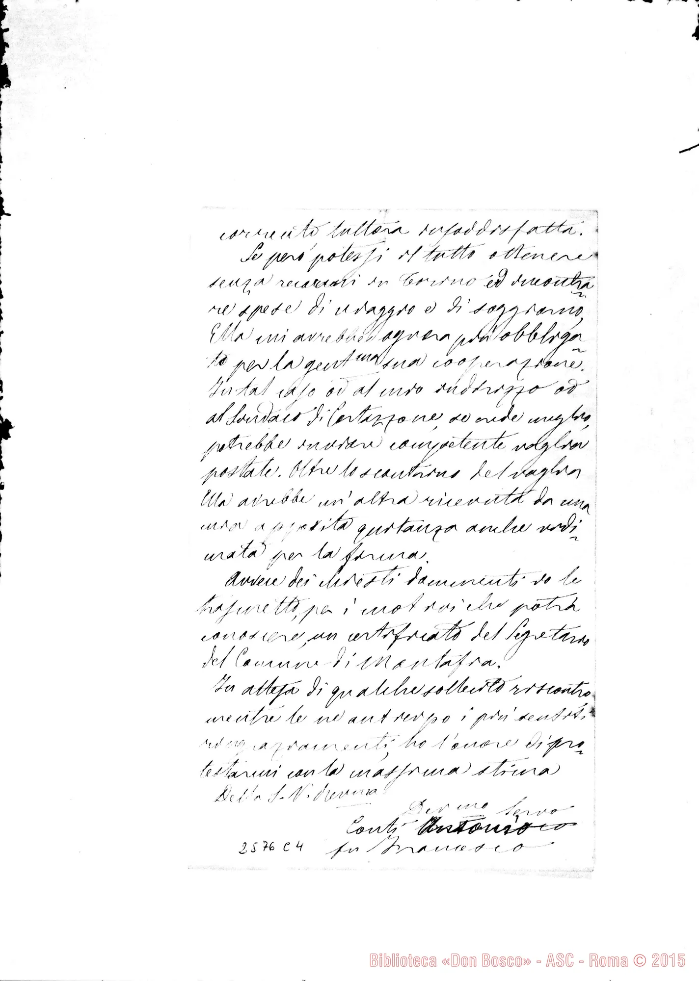 Fotogramma C 4 — Conti Antonio - D. Turco. Cortazzone, 29-03-1877. Autogr. Rua