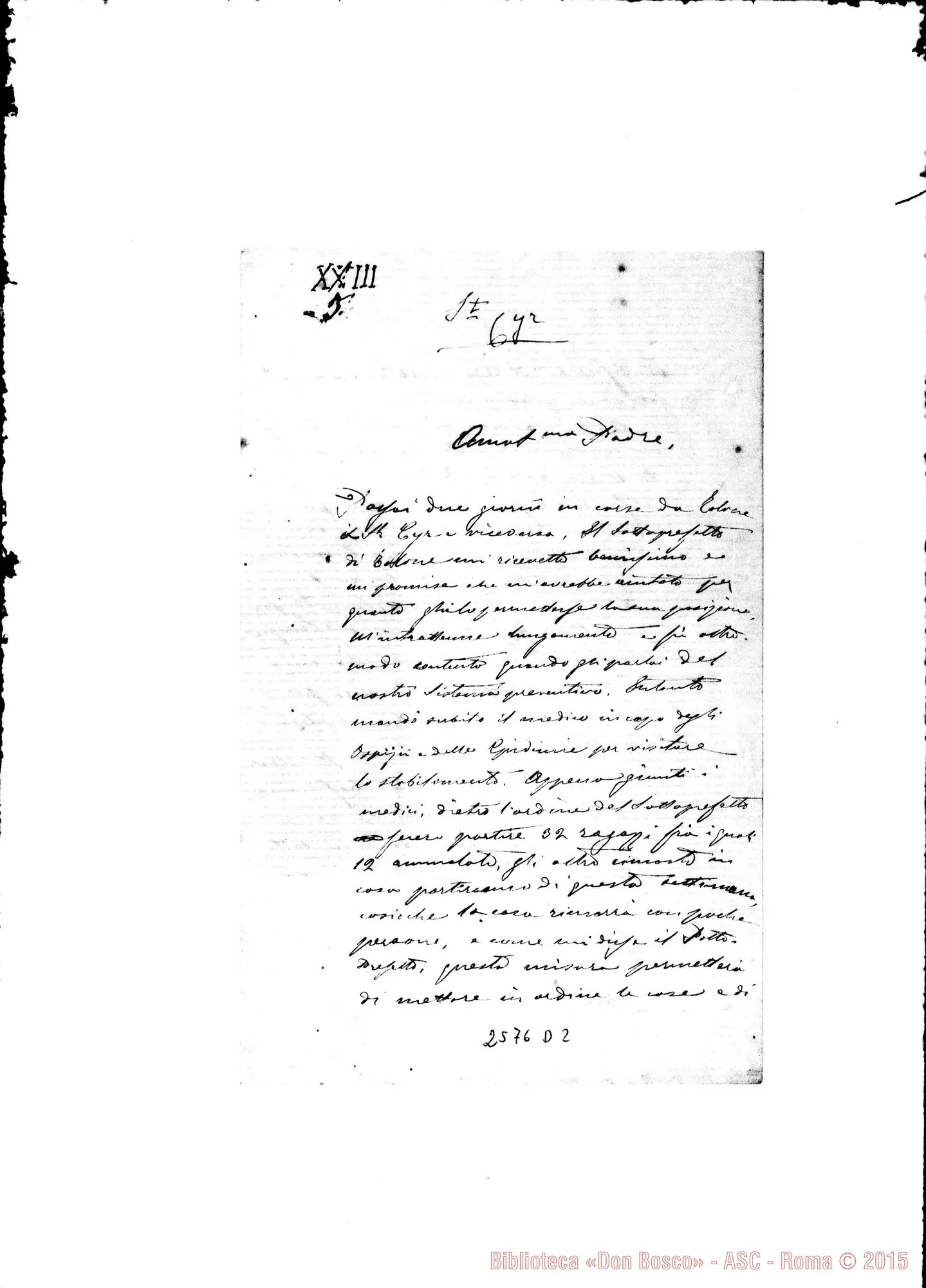 Fotogramma D 2 — Ronchail Giuseppe - D. Bosco. St.Cyr, 17-06-1878. Autogr. Rua