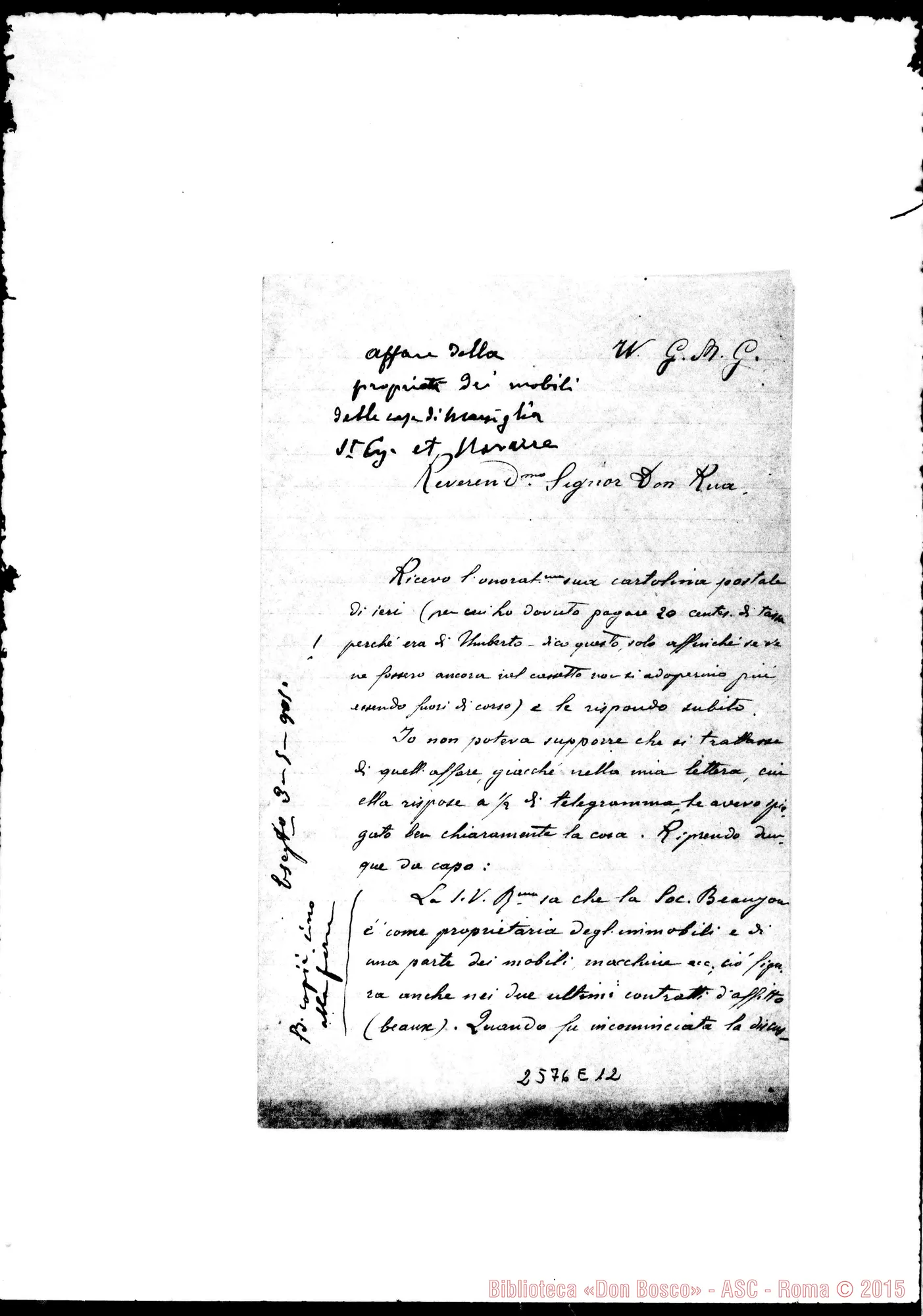 Fotogramma E 12 — Perrot Pierre - D. Rua. Torrione, 28-04-1905. Autogr. Rua