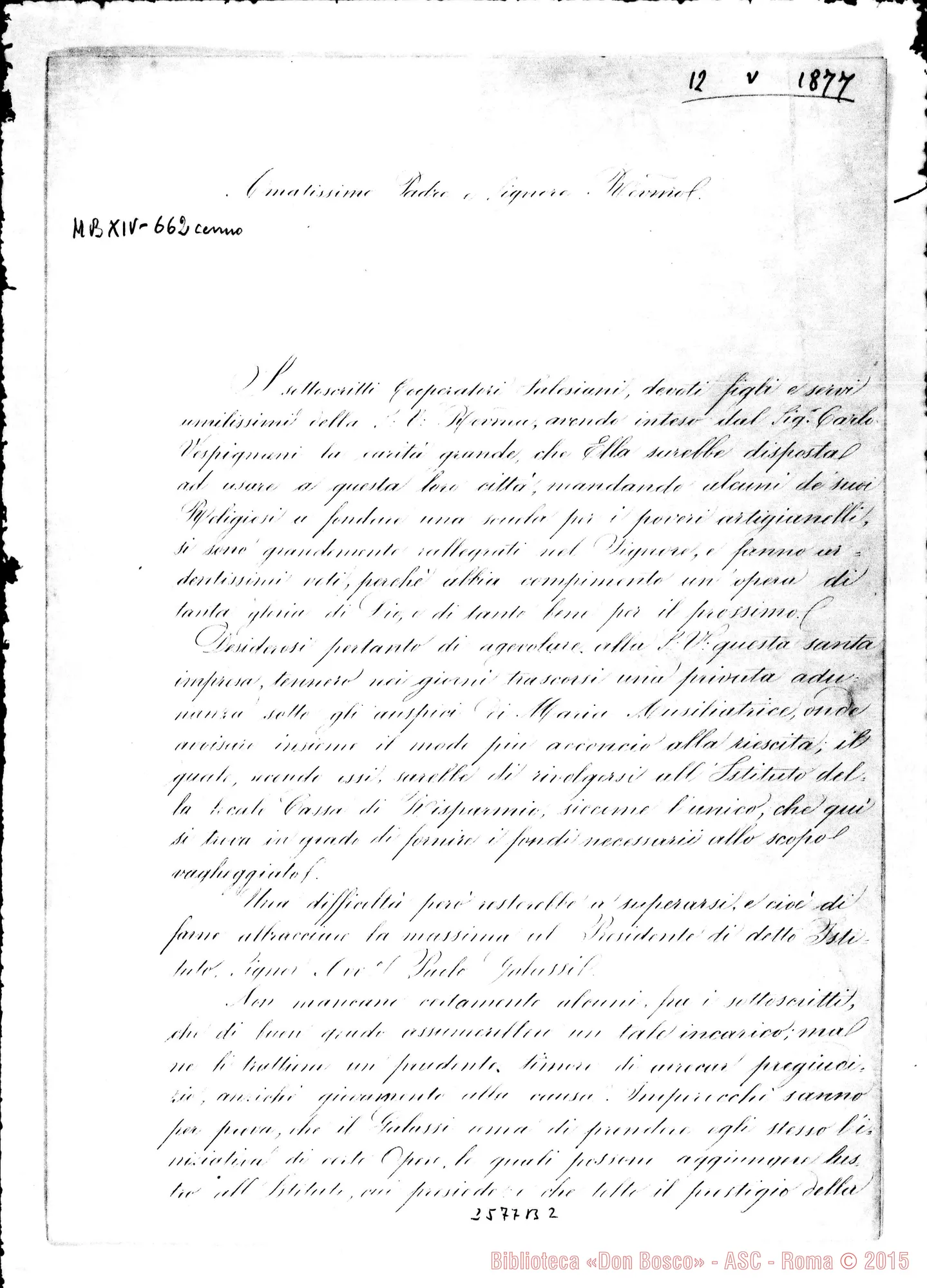 Fotogramma B 2 — Cavina Carlo, prevosto - D. Bosco. Lugo, 12-05-1877