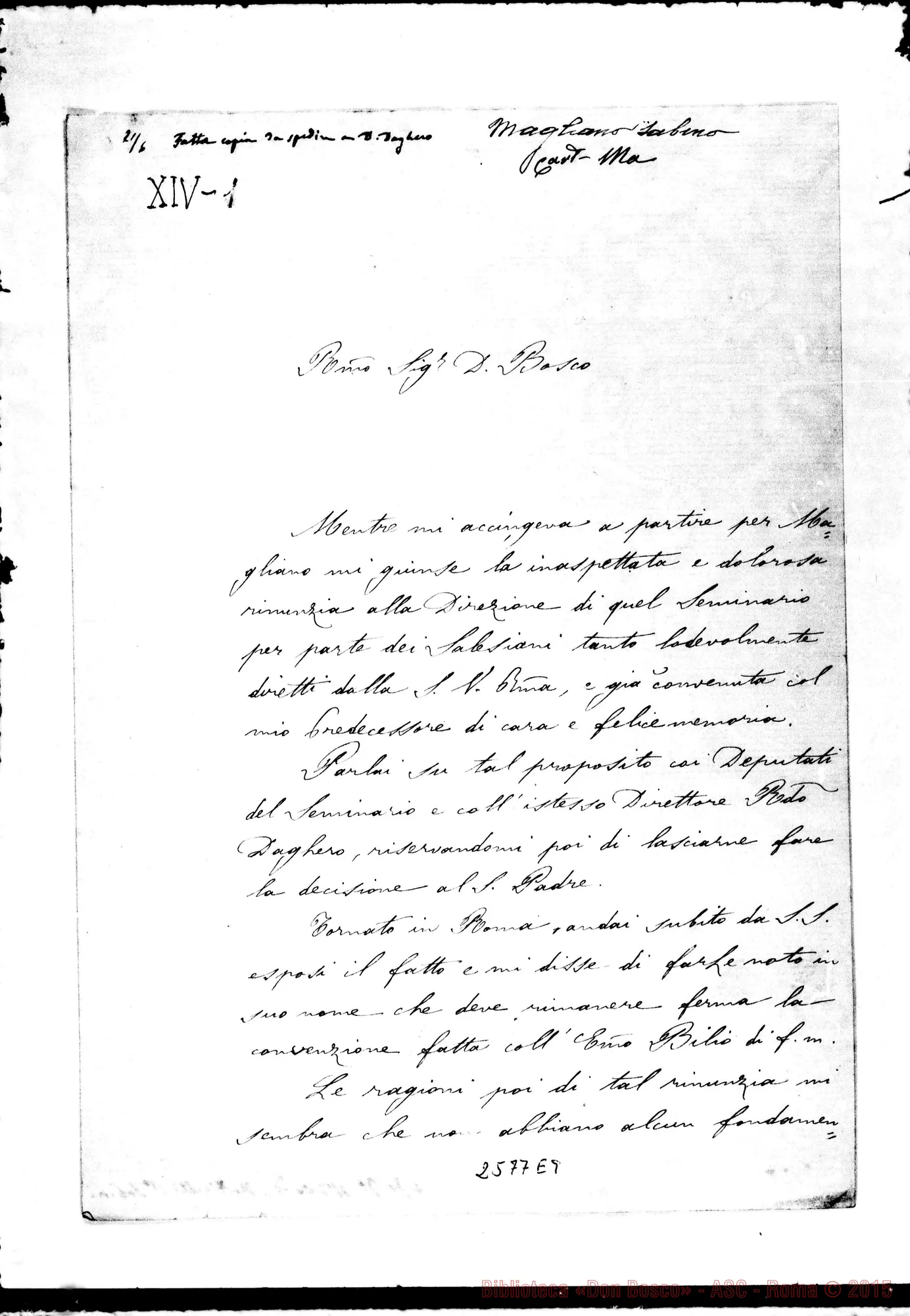 Fotogramma E 9 — Martinelli Tommaso Maria, Card. Vesc. Sabina - D. Bosco. Roma, 17-06-1884.