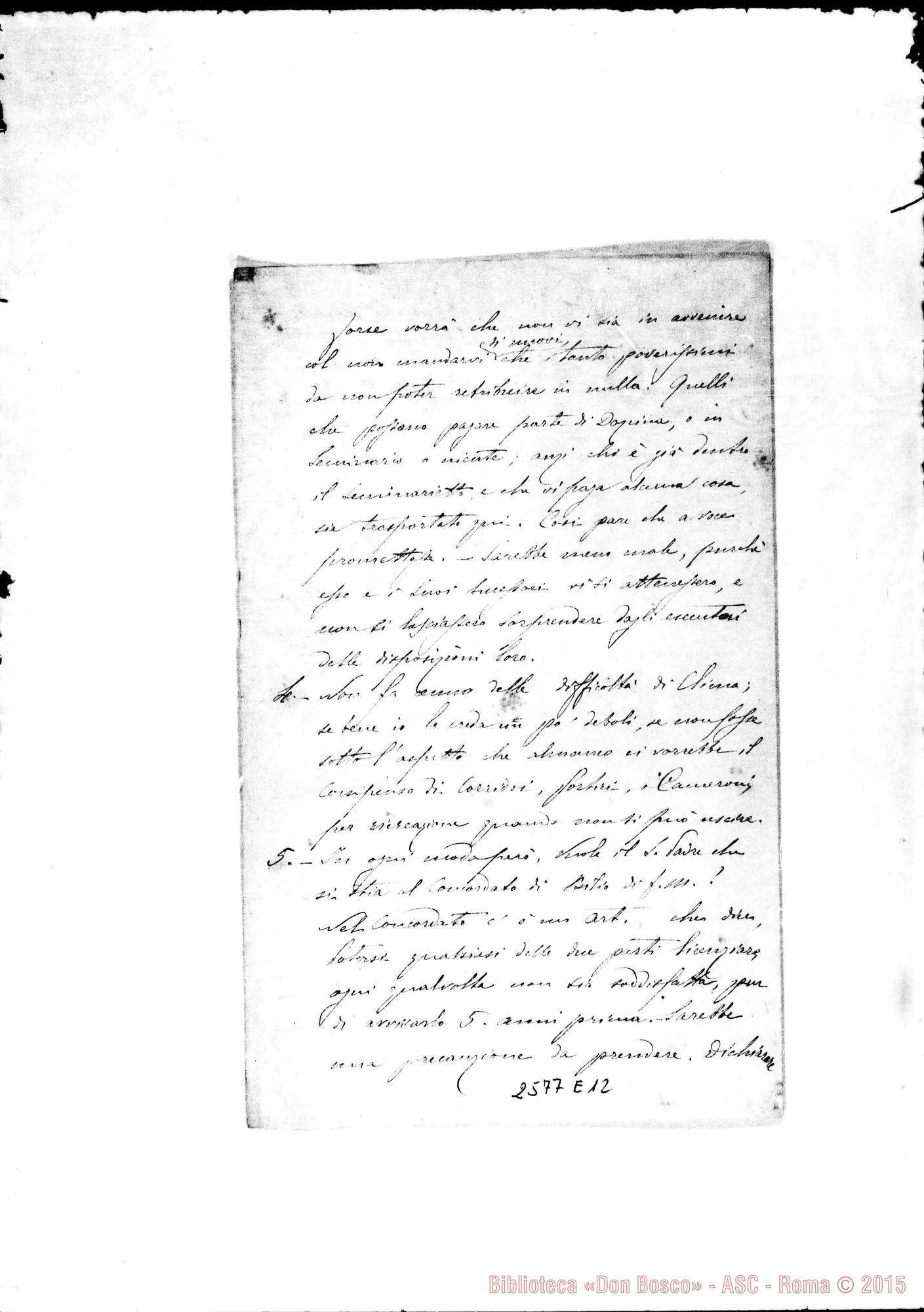 Fotogramma E 12 — Daghero Giuseppe - D. Rua. Villa, 5-07-1884. Autogr. Bosco