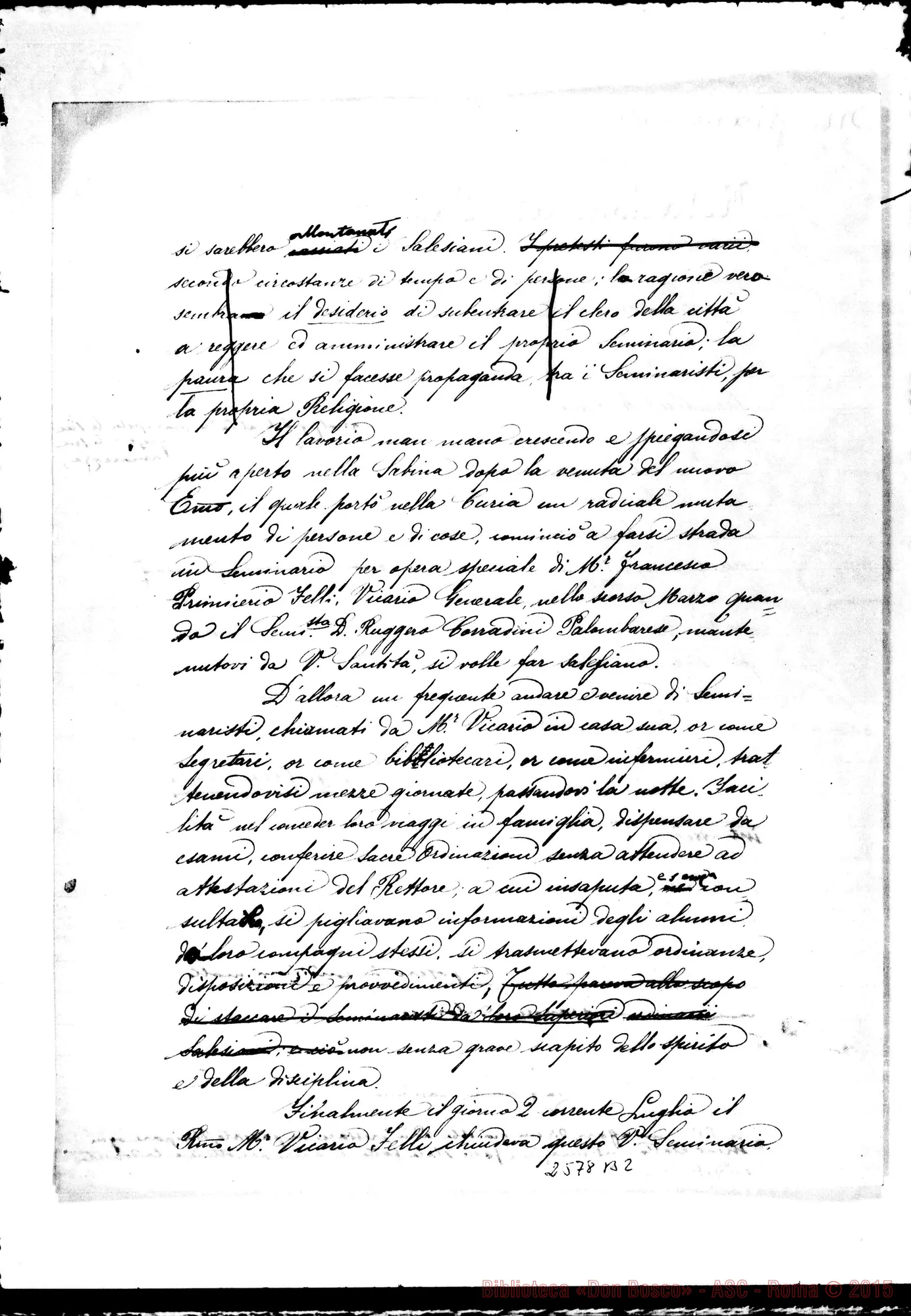 Fotogramma B 2 — Relazione al Papa. Ms. con correzioni E aggiunte autogr. Rua