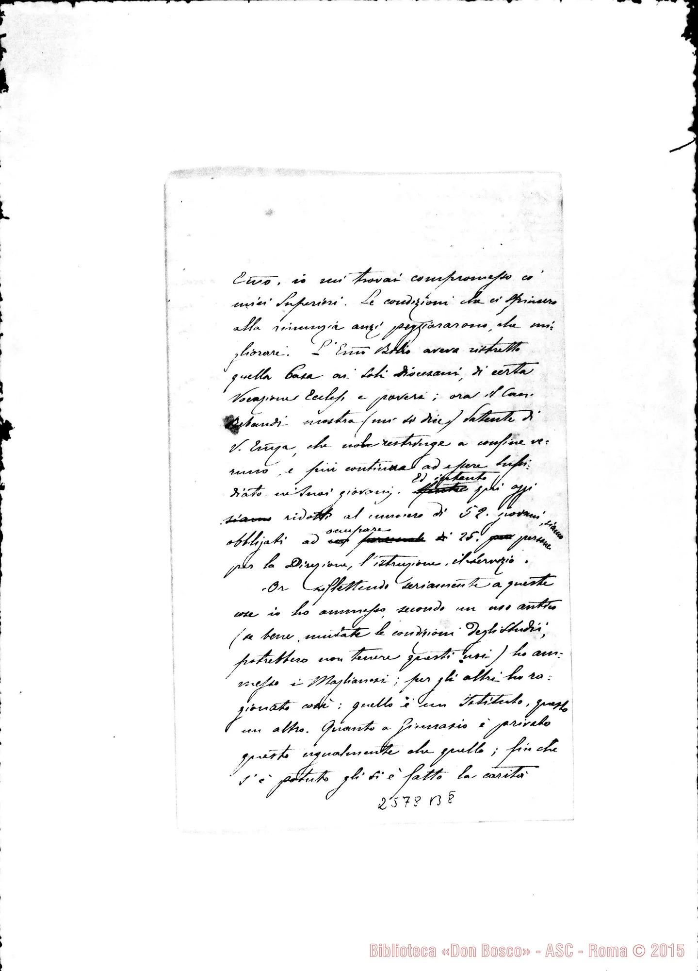 Fotogramma B 8 — Minuta in ms. di Daghero A Em.mo Principe, 10-10-1884