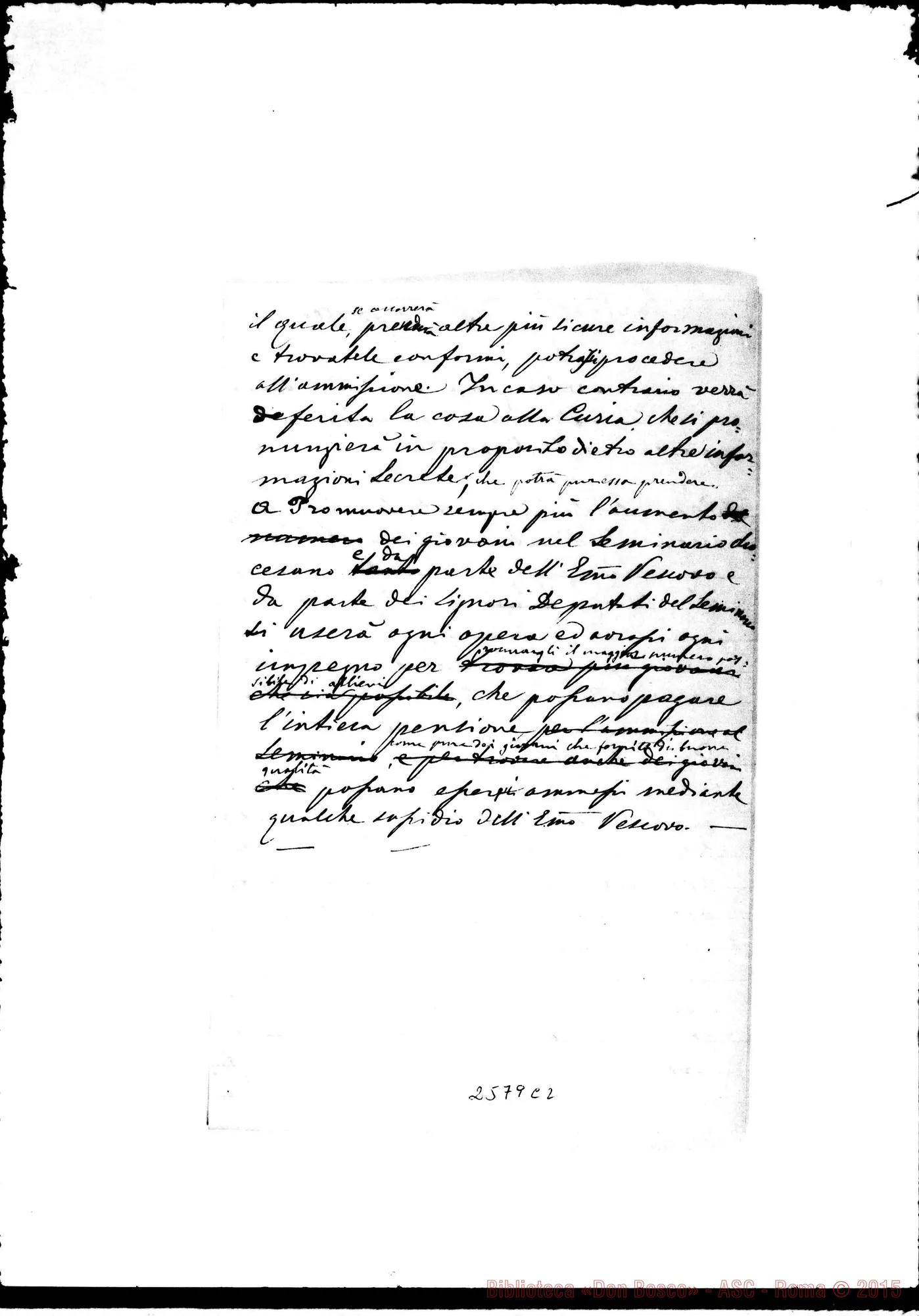 Fotogramma C 2 — Intelligenze fra D. Bosco E il Can. Rebaudi. Ms. del 15-05-1885