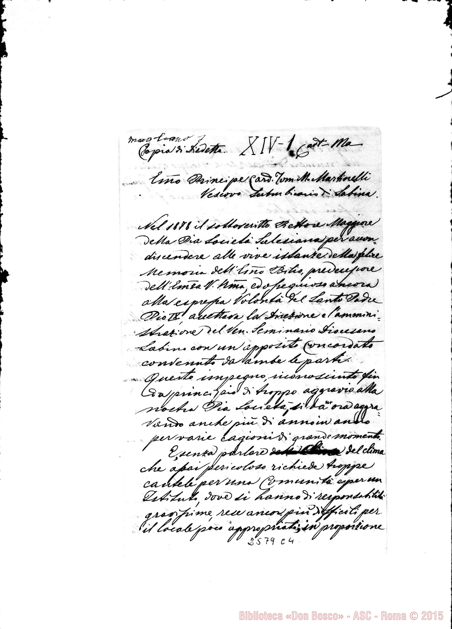 Fotogramma C 4 — D. Bosco - Card. Martinelli. Copia di lettera