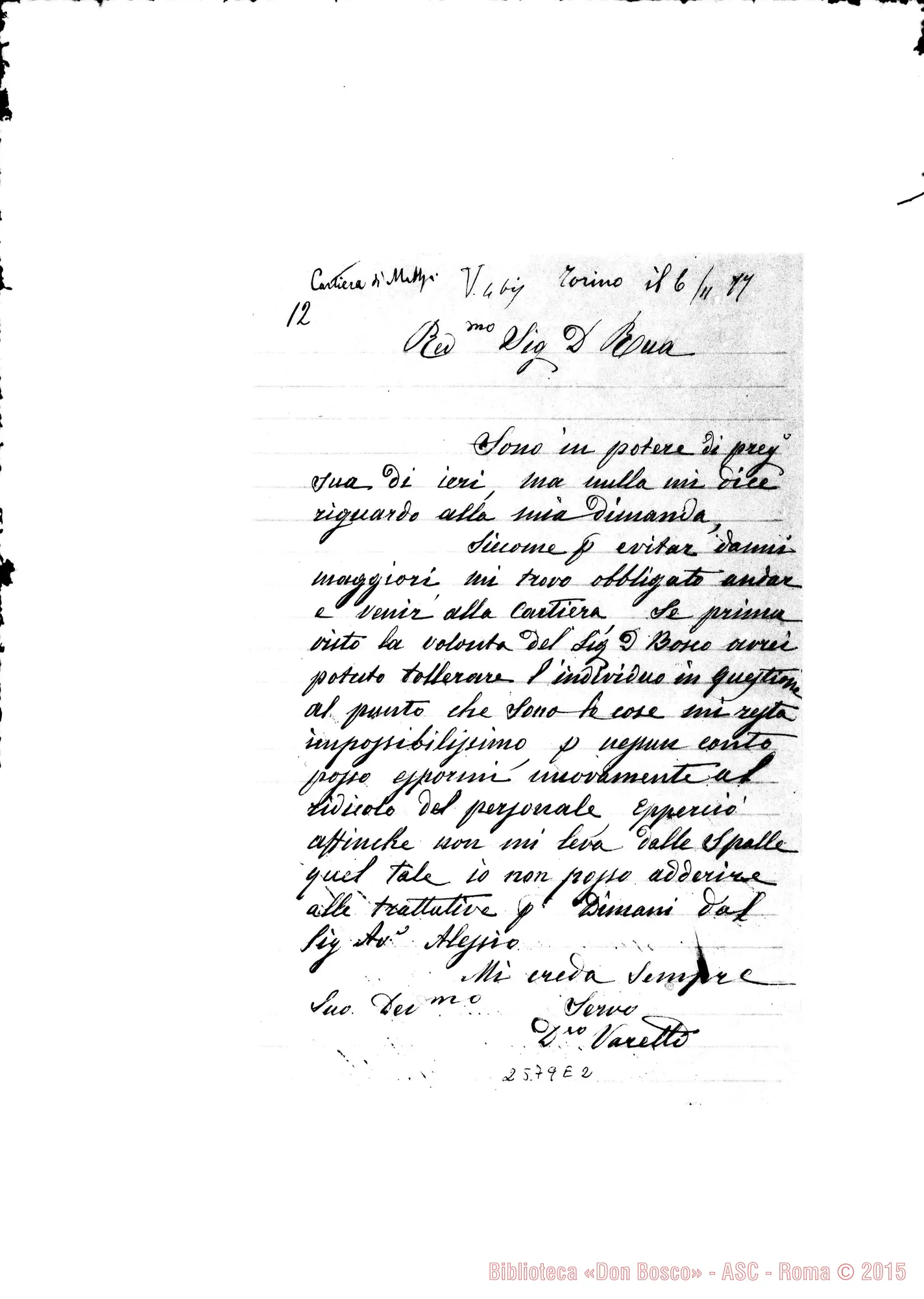 Fotogramma E 2 — Varetti Domenico - D. Rua. Torino, 6-11-1877