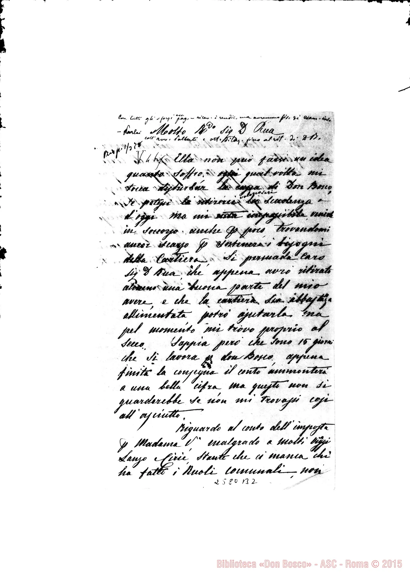 Fotogramma B 2 — Varetti Domenico - D. Rua. Torino, 1-03-1878. Autogr. Rua