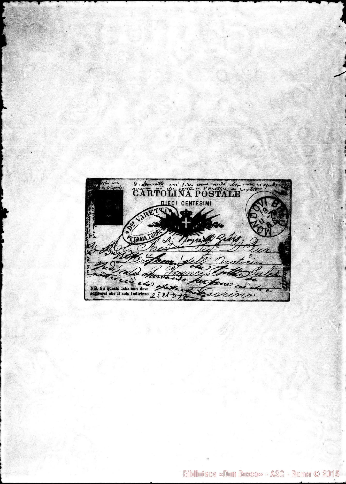 Fotogramma D 12 — Rossi G. - D. Rua. Mondovì. 19-11-1878. Cartolina. Autogr. Rua