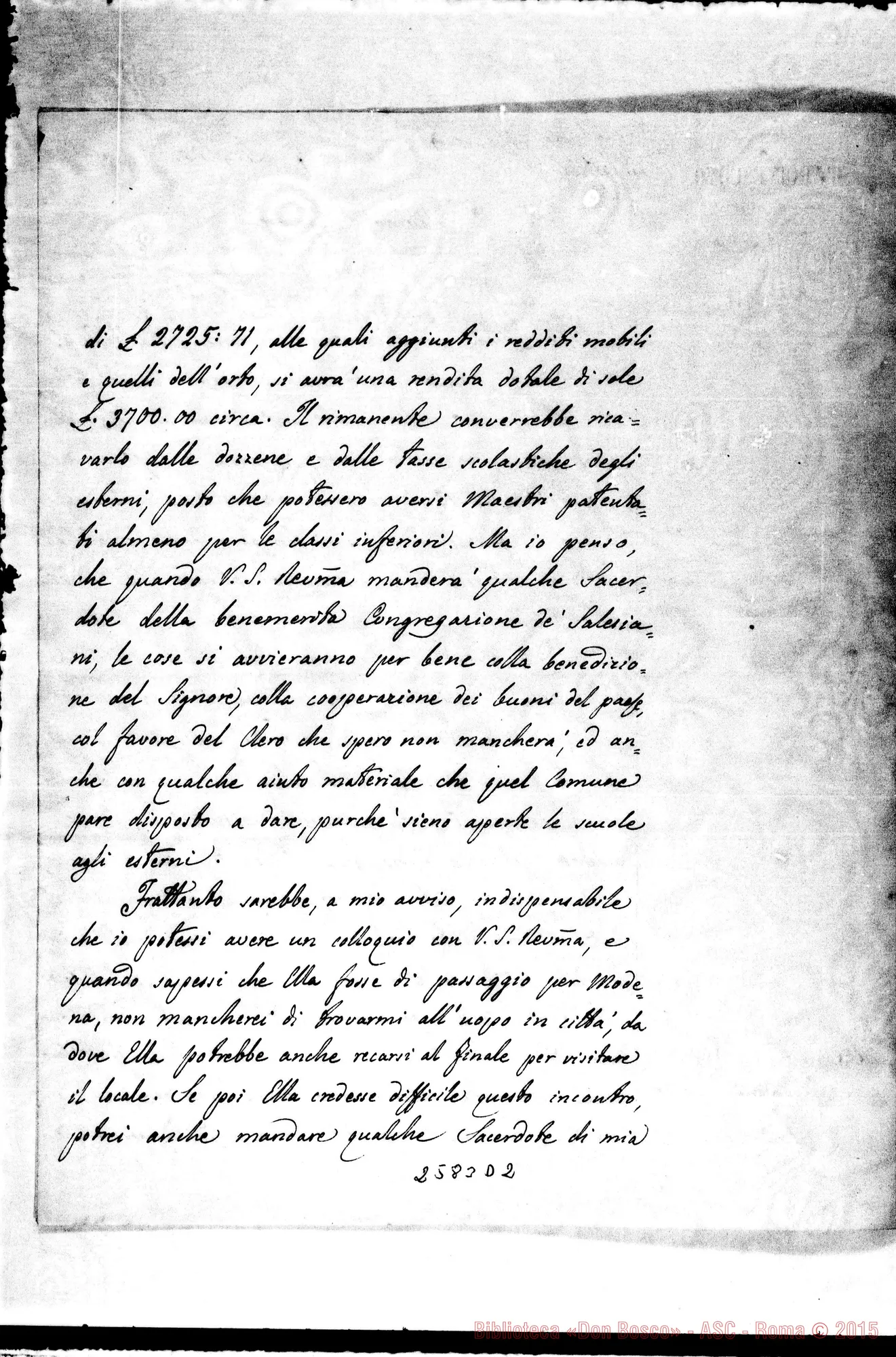 Fotogramma D 2 — Arciv. di Modena - D. Bosco. Modena, 27-07-1878. Autografi Bosco E Rua