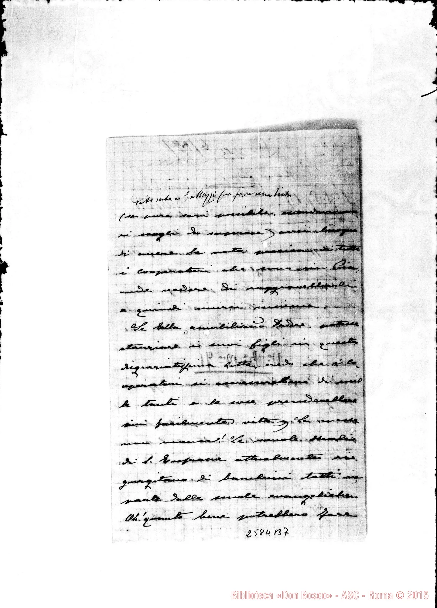 Fotogramma B 7 — Sac. Alberto Destantius Anthony - Rev.do Padre. Pisa, 2-02-1882