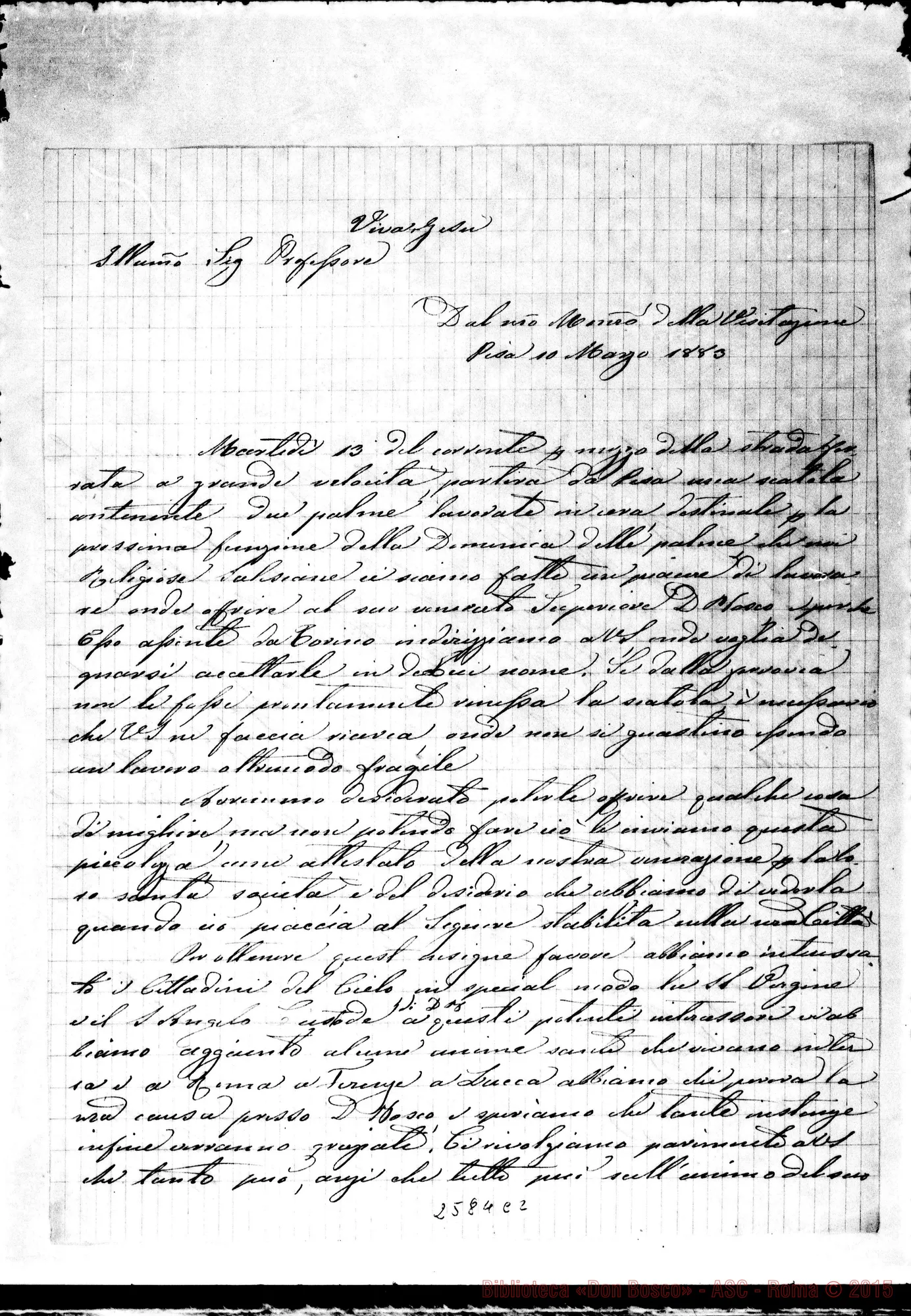 Fotogramma C 2 — Sorelle della Visitazione - Rev.do Signore. Pisa, 10-03-1883