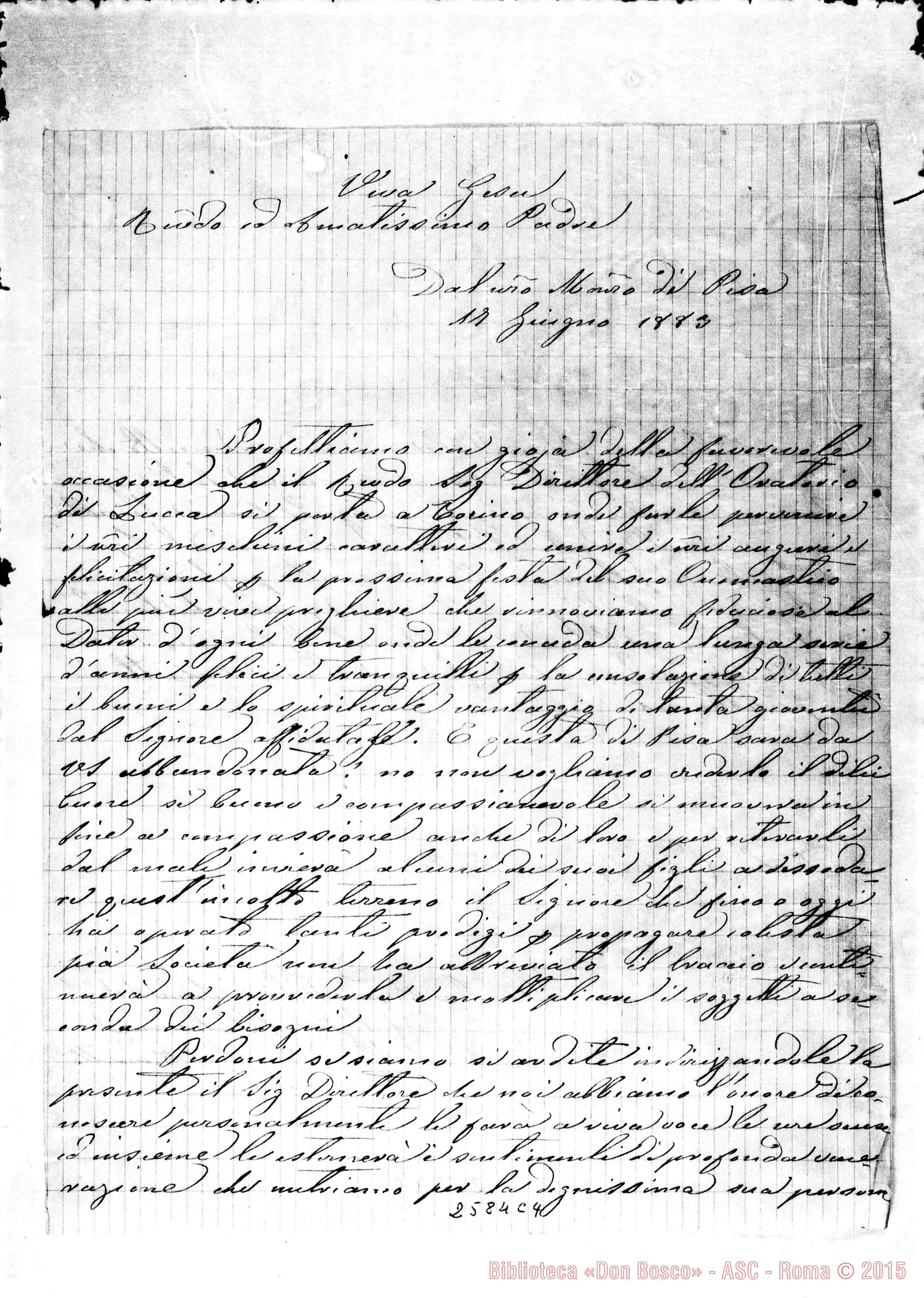 Fotogramma C 4 — Sorelle della Visitazione - Rev.do Padre. Pisa, 17-06-1883
