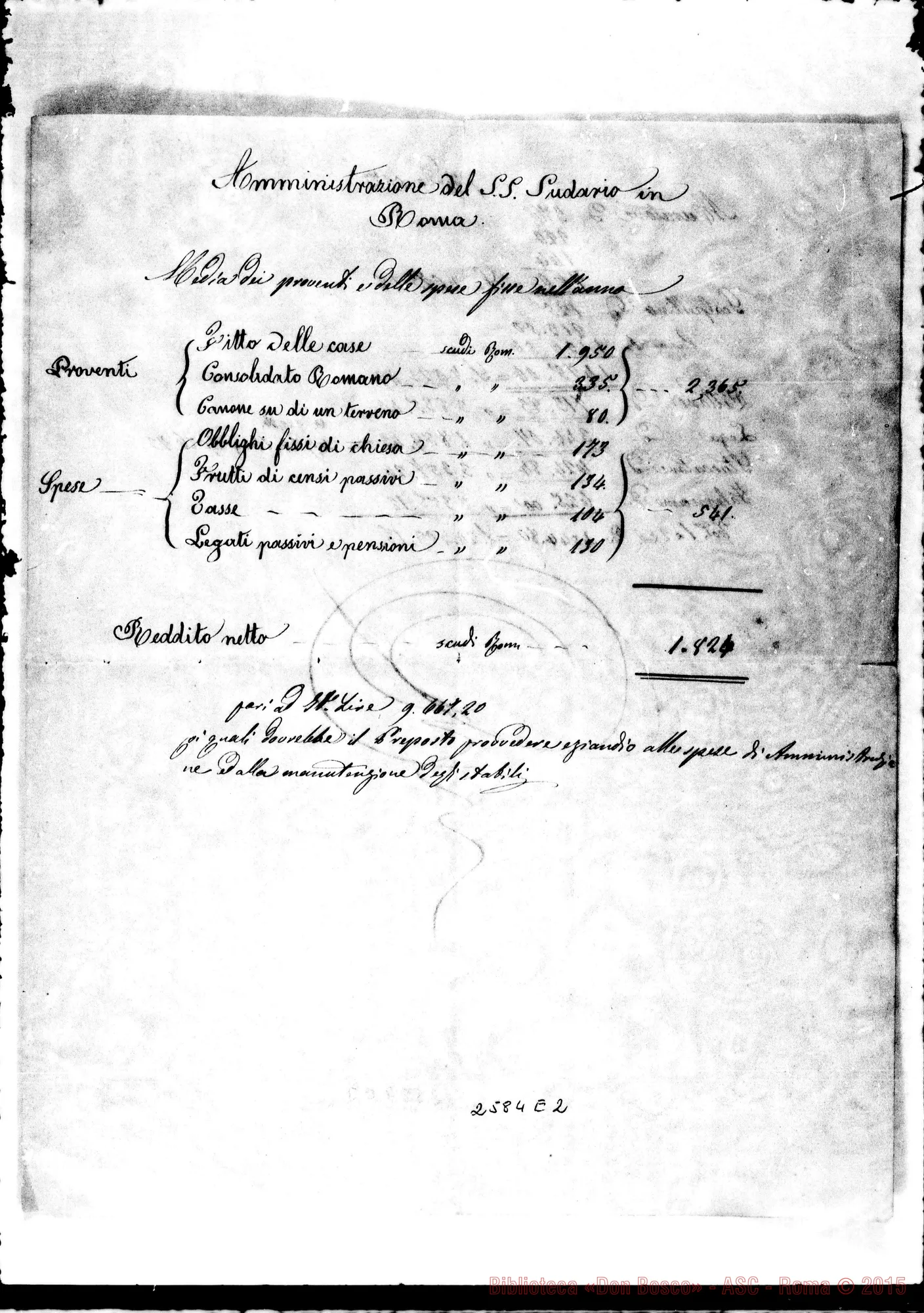 Fotogramma E 2 — Copia di alcuni documenti relativi alla amministrazione del SS. Sudario in Roma
