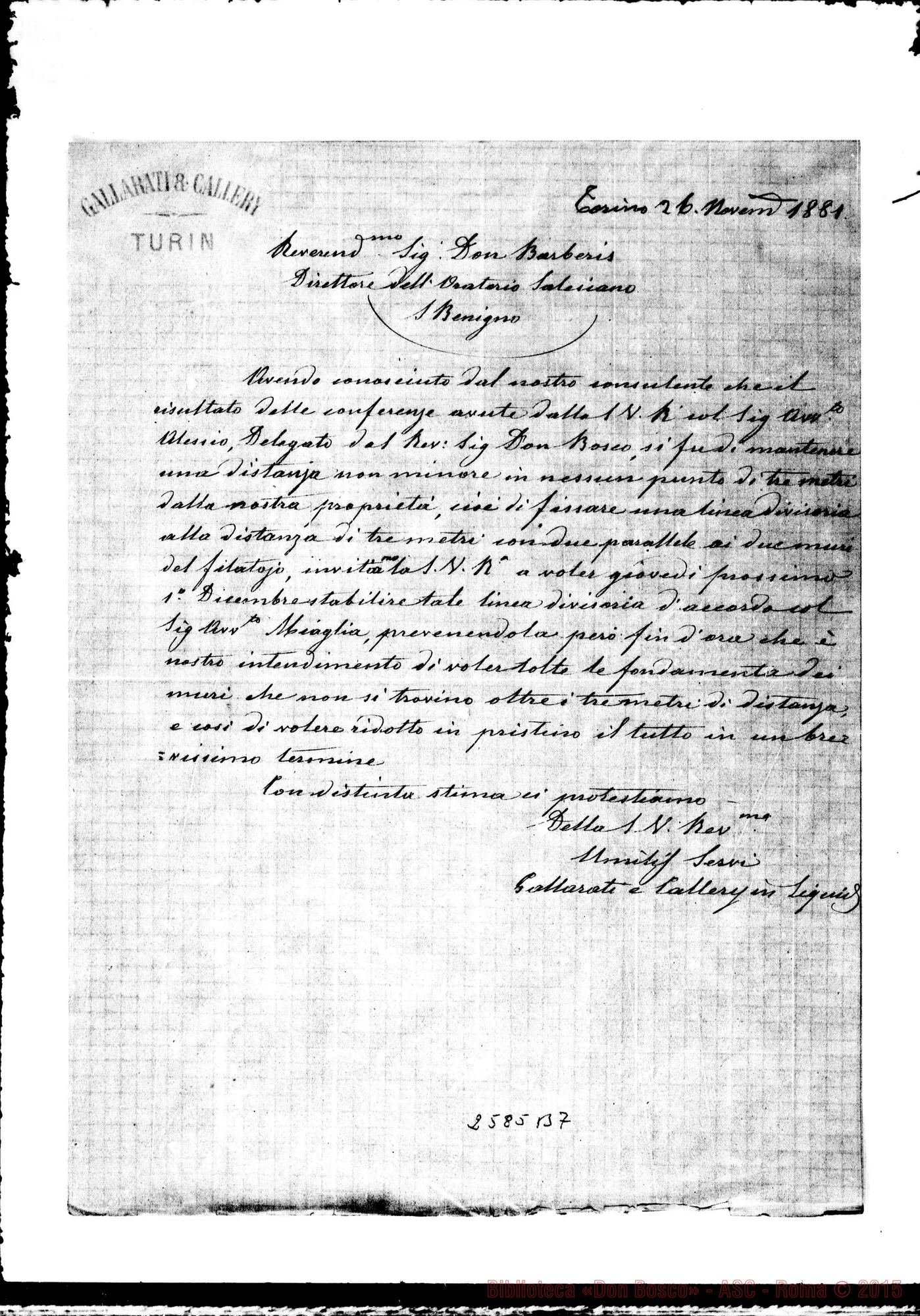 Fotogramma B 7 — Gallarati E Callery - Barberis. Torino, 26-11-1881