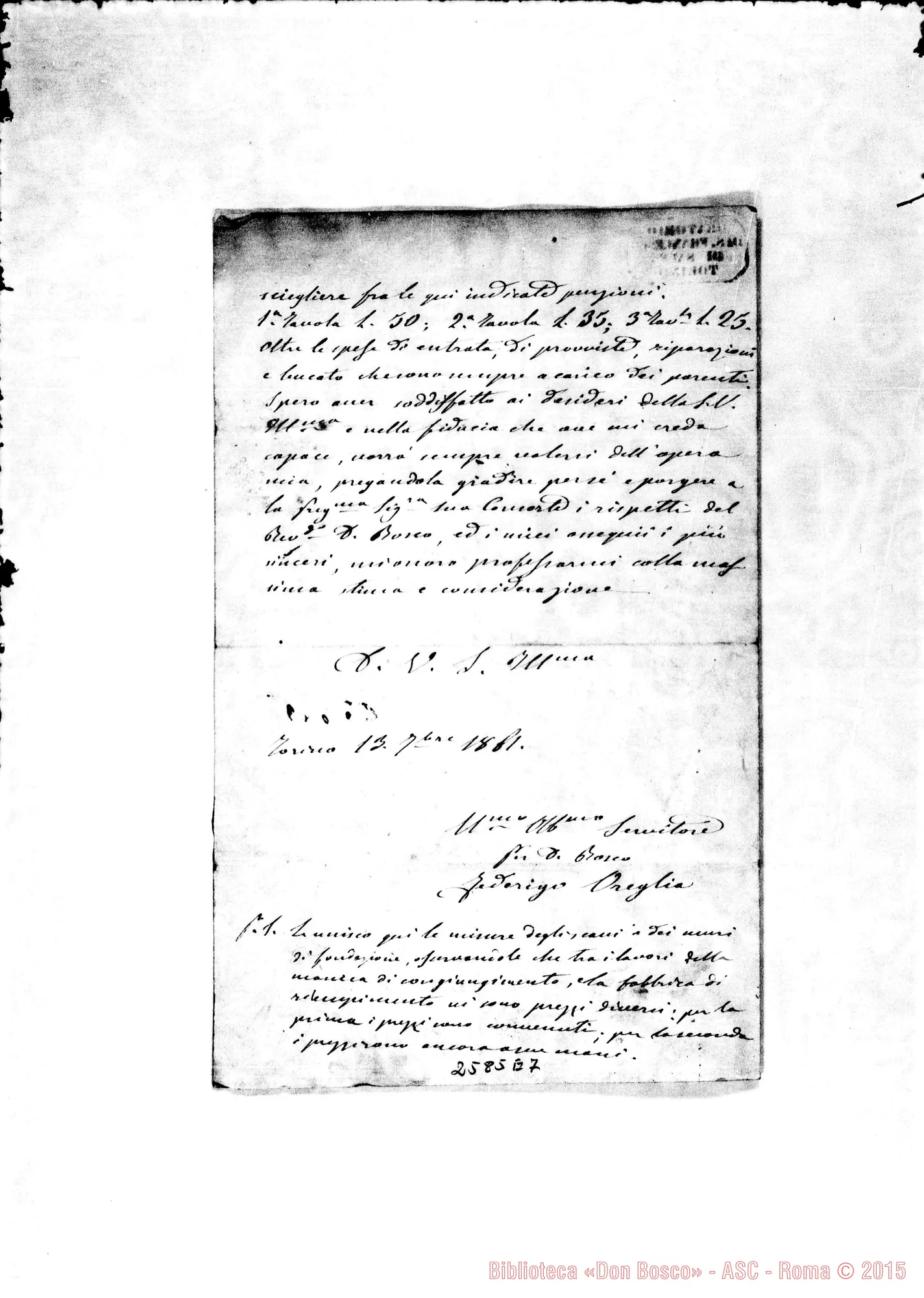 Fotogramma E 7 — Federico Oreglia, Ingegnere. Torino, 13-09-1861