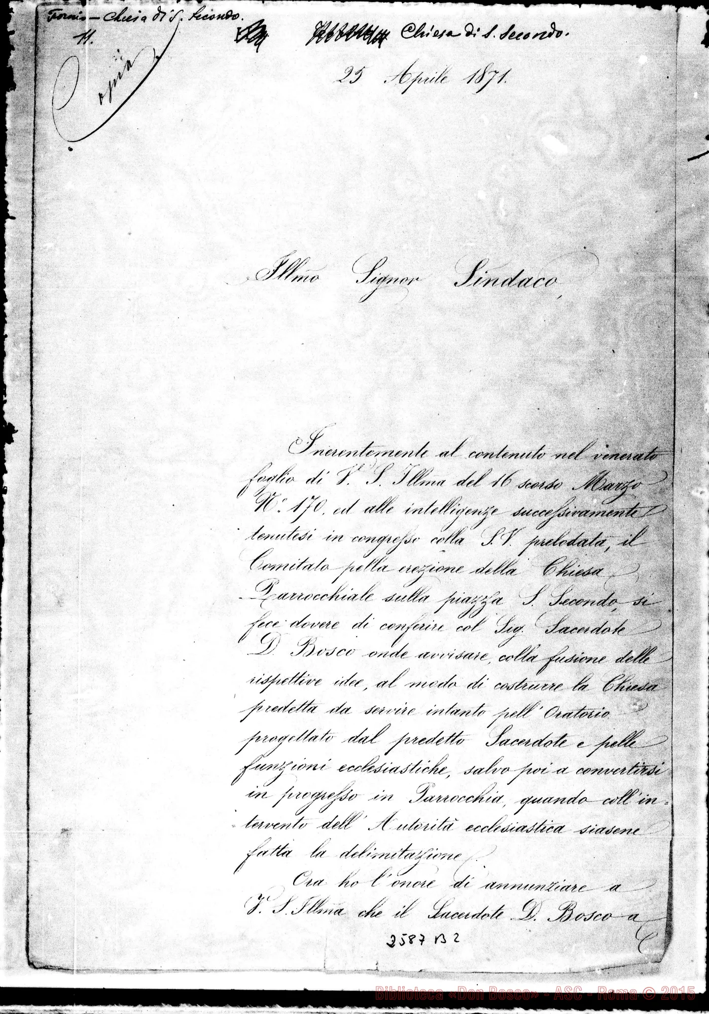 Fotogramma B 2 — Angelo Chiesa - Sindaco di Torino. 25-04-1871