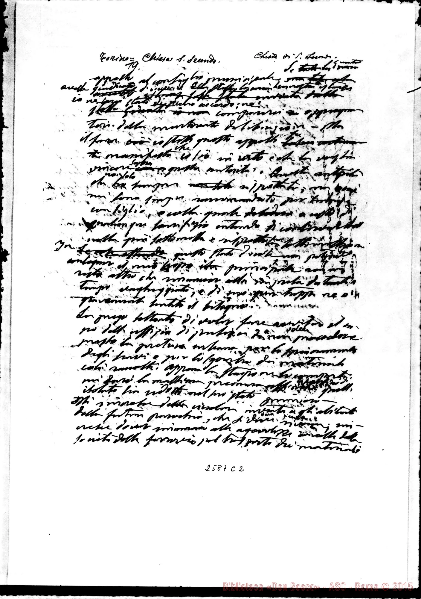 Fotogramma C 2 — D. Bosco - Sindaco, s.d.. Minuta di lettera ms. autogr. Bosco