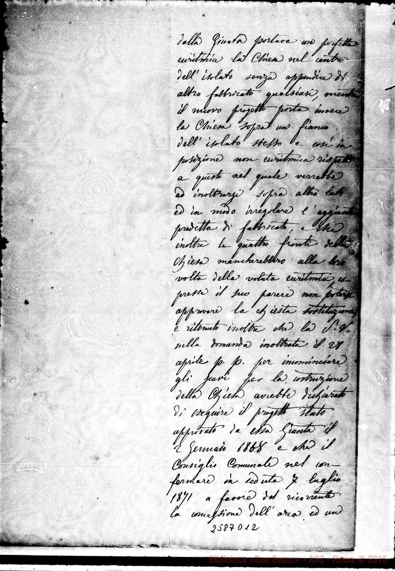 Fotogramma D 12 — Sindaco Rignon - Comitato per l’erezione della Chiesa. Torino, 8-08-1872