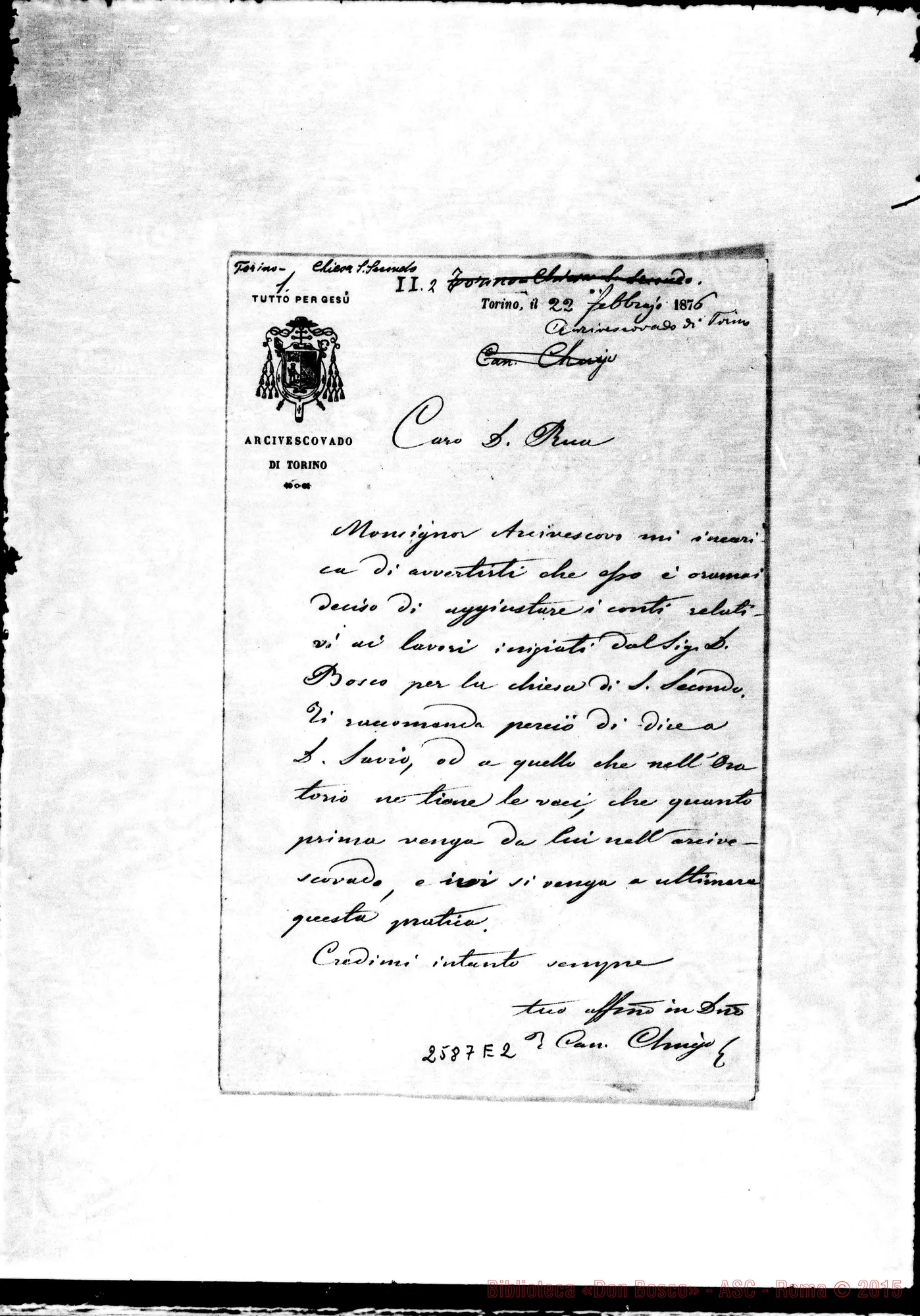 Fotogramma E 2 — Chiuso Tommaso, can. - D. Rua. Torino, 22-02-1876
