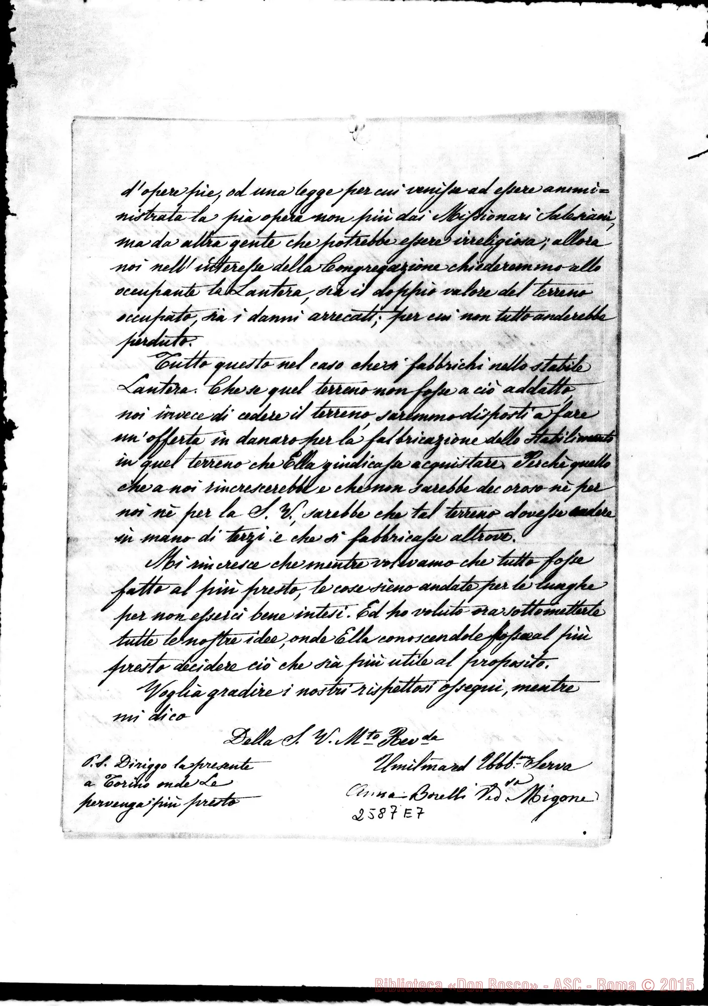 Fotogramma E 7 — Anna Borelli, ved. Migone - D. Bosco. Roma, 14-04-1879