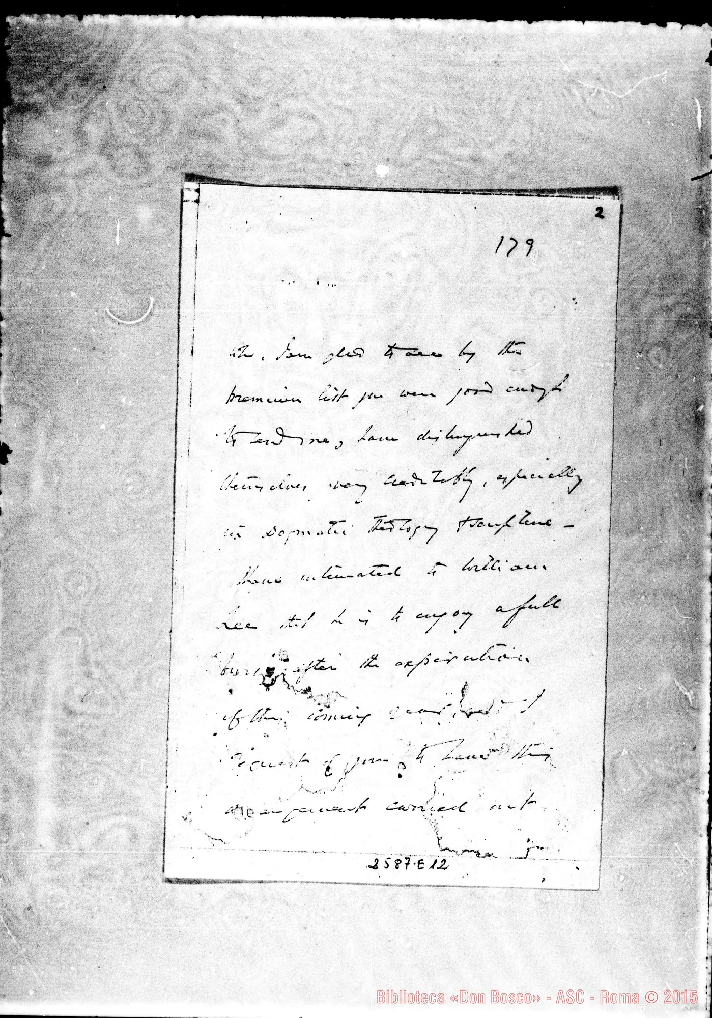 Fotogramma E 12 — Butler Giorgio, vesc. di Limerick: Lettera A Mons. Kirby. 8-09-1874