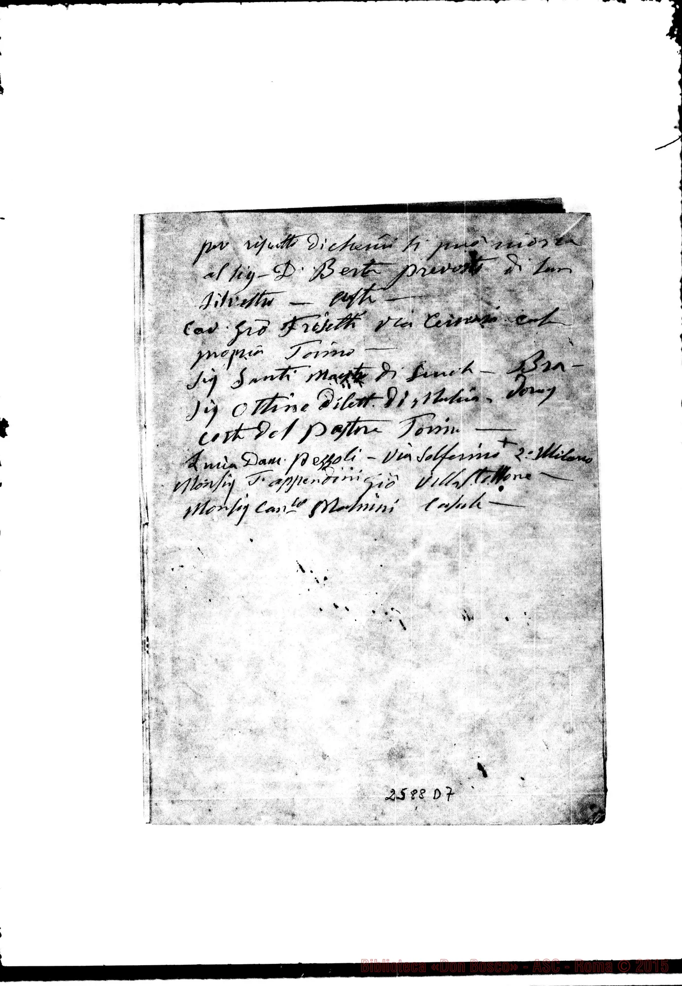 Fotogramma D 7 — Cooperatori: Liste di cooperatori ed oblatori con relazione di oblazioni E indirizzi.