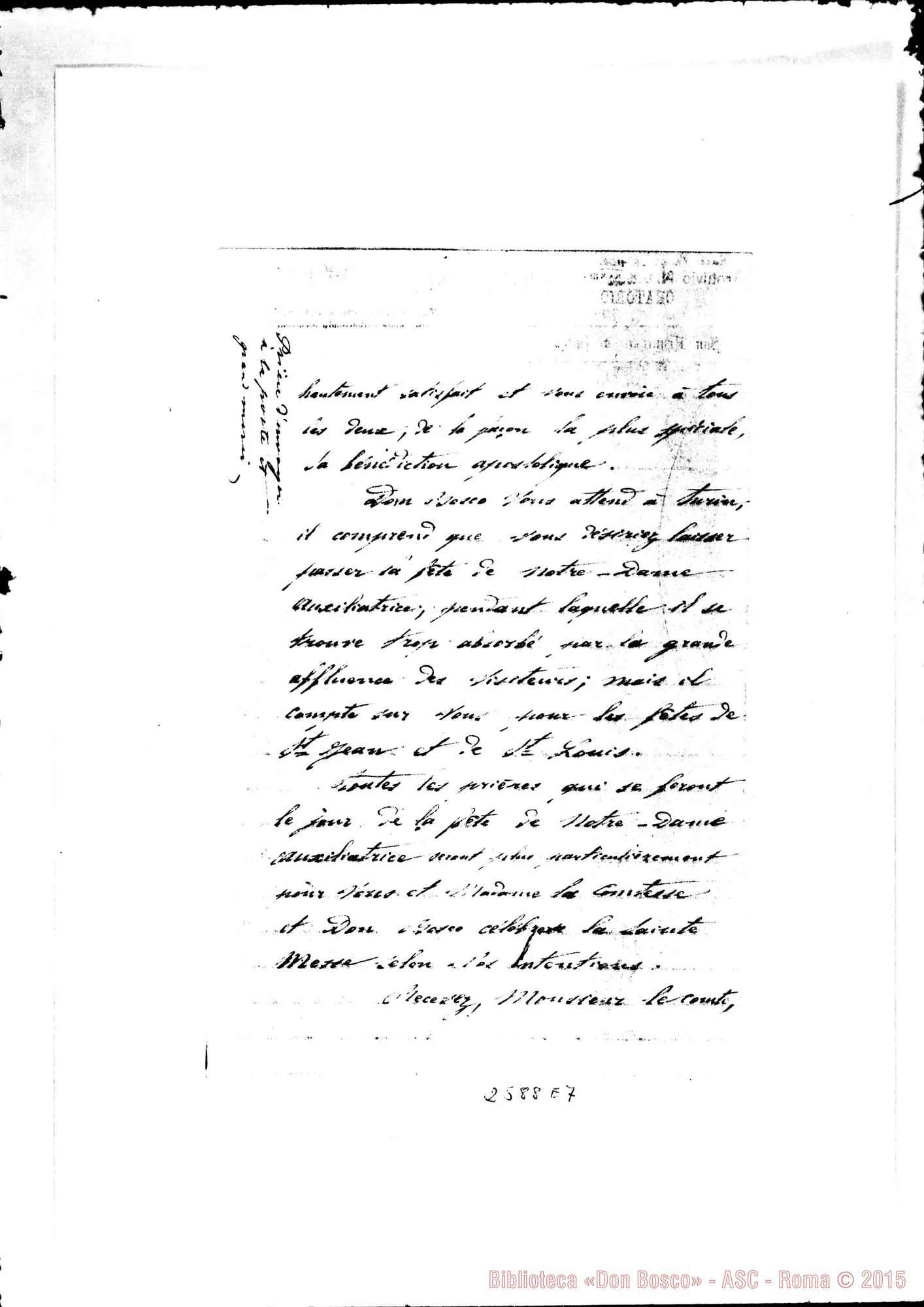 Fotogramma E 7 — Altra lettera al Conte Colle. 21-05-1884