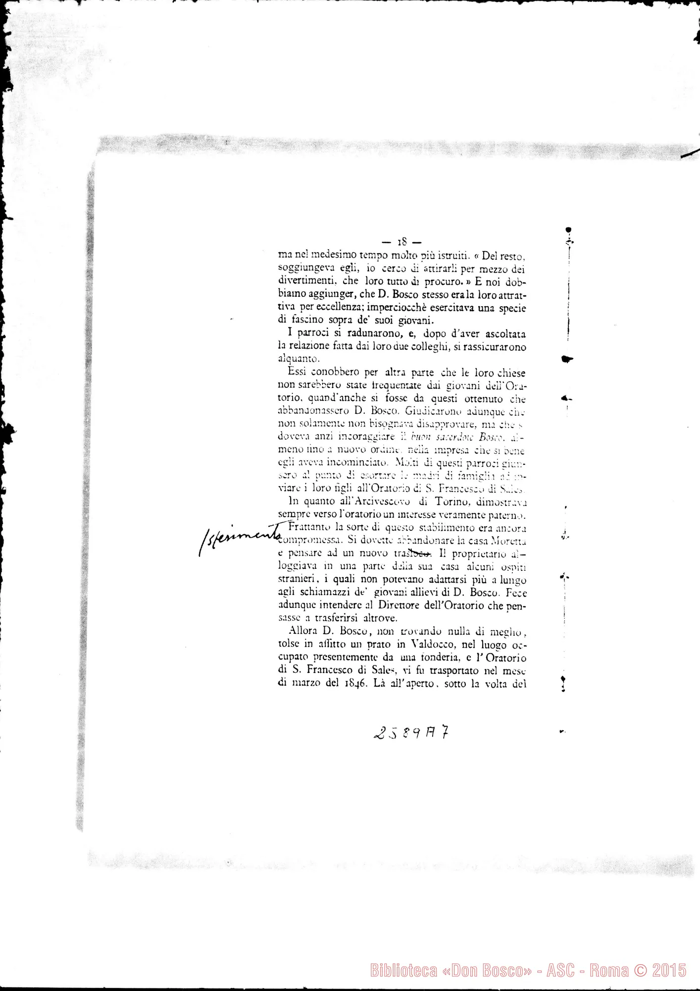 Fotogramma A 7 — Du Boys Alberto: «Don Bosco e la Pia Società Salesiana». Bozze della sua opera fatte correggere dallo stesso D. Bosco. Autogr. Bosco. Fotocopia