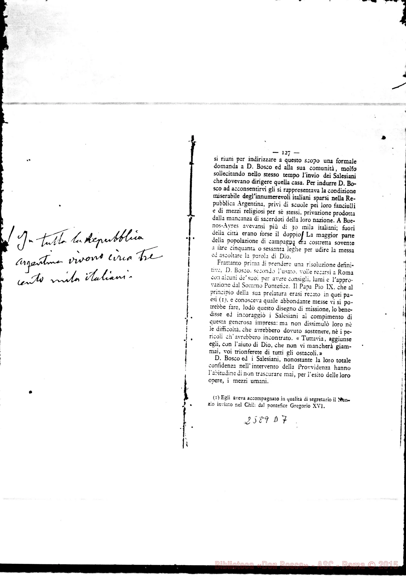 Fotogramma D 7 — Du Boys Alberto: «Don Bosco e la Pia Società Salesiana». Bozze della sua opera fatte correggere dallo stesso D. Bosco. Autogr. Bosco. Fotocopia