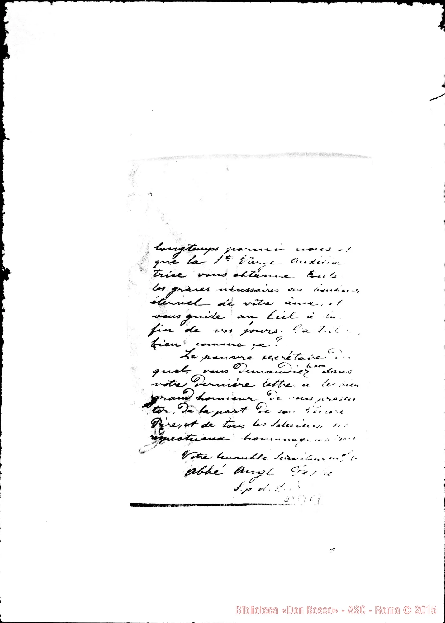 Fotogramma E 7 — Festa Angelo, SDB: Lettera alla Contessa di Robilant. Torino, 10-11-1887