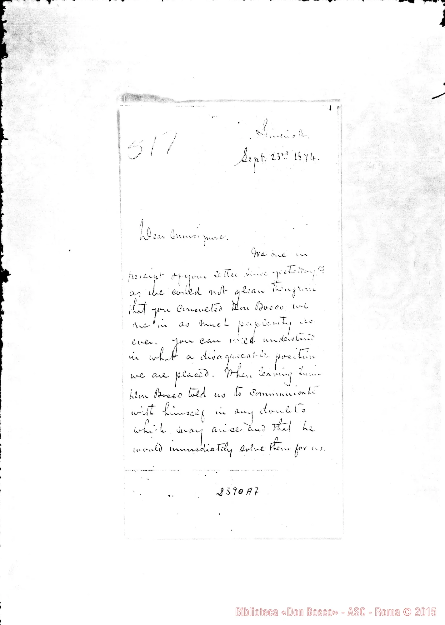 Fotogramma A 7 — Halinan Denis: Lettera A Mons. Kirby