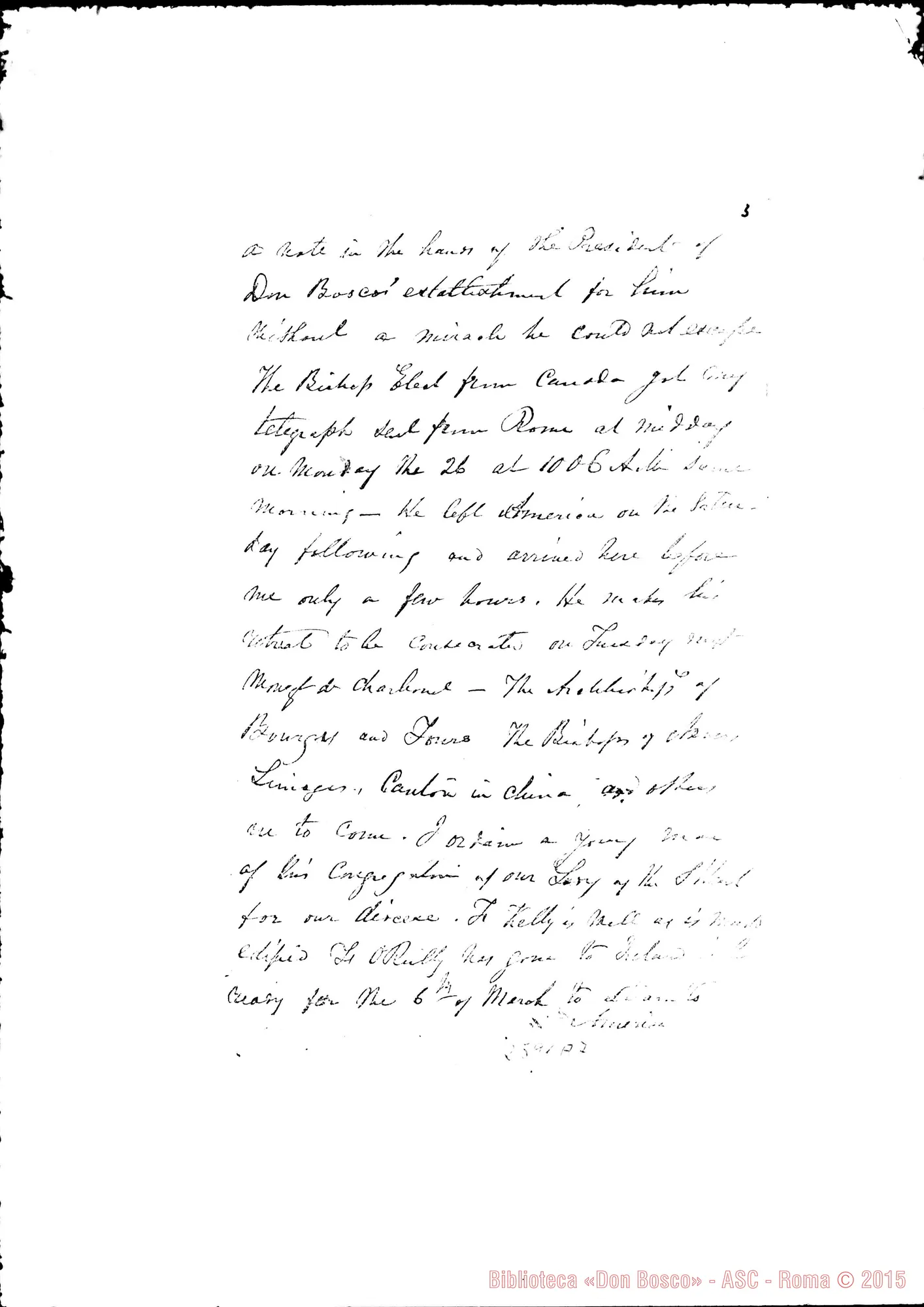 Fotogramma A 7 — Lynch J.: Lettera A Mons. Kirby. 22-02-1874