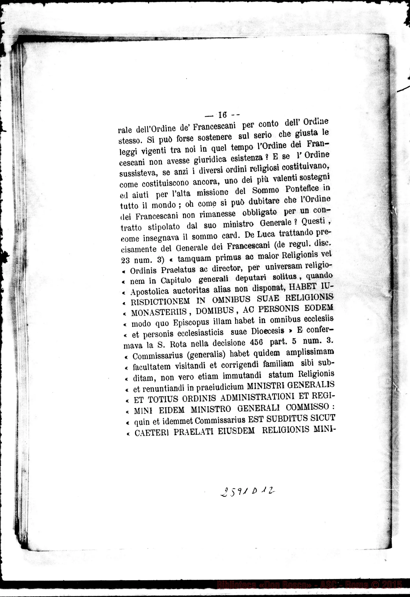 Fotogramma D 12 — Tribunale Civile di Roma nella vertenza. Stampato