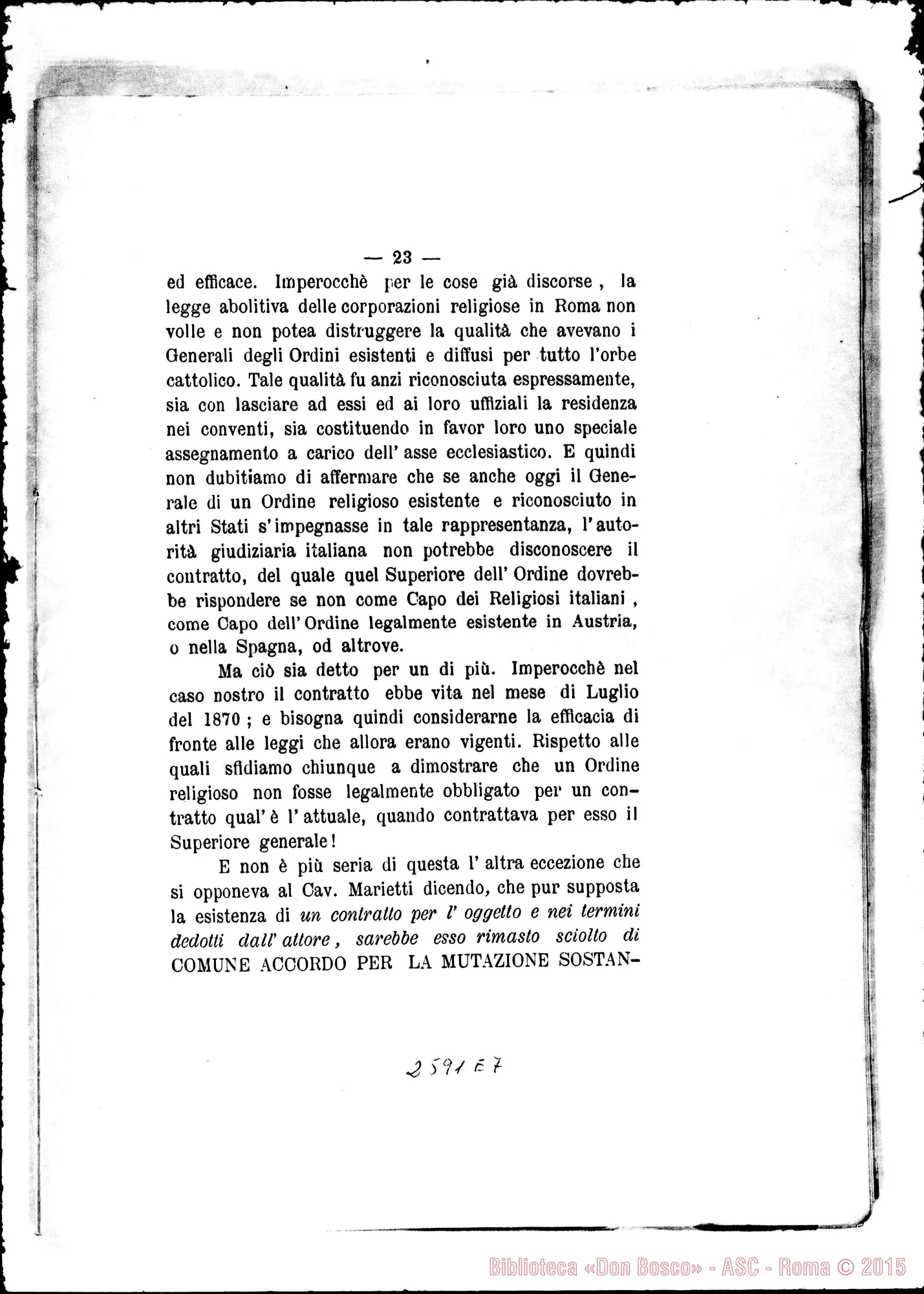 Fotogramma E 7 — Tribunale Civile di Roma nella vertenza. Stampato