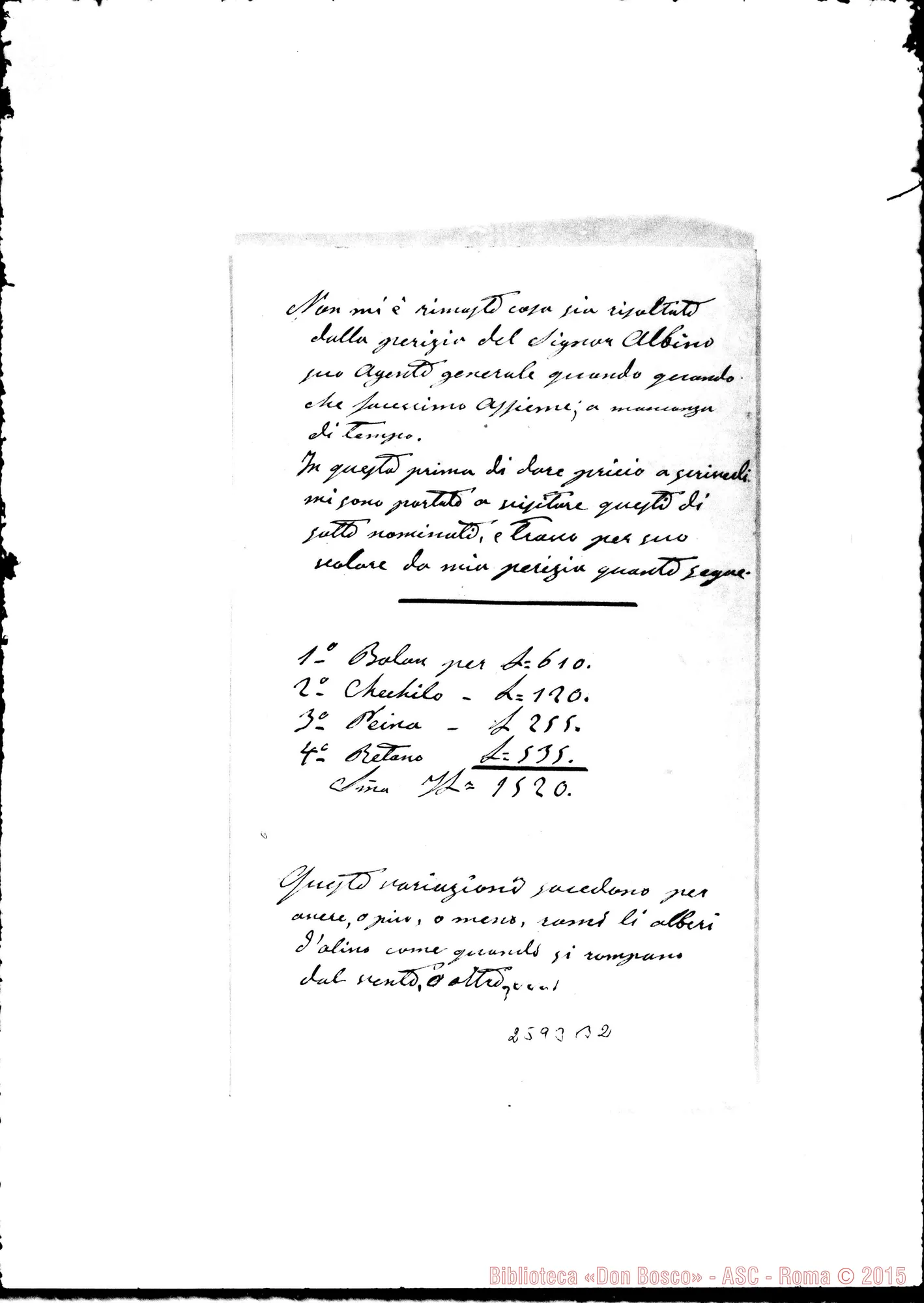 Fotogramma B 2 — Baglietto - D. Rua. Celle Ligure, 28-10-1879. Autogr. Rua