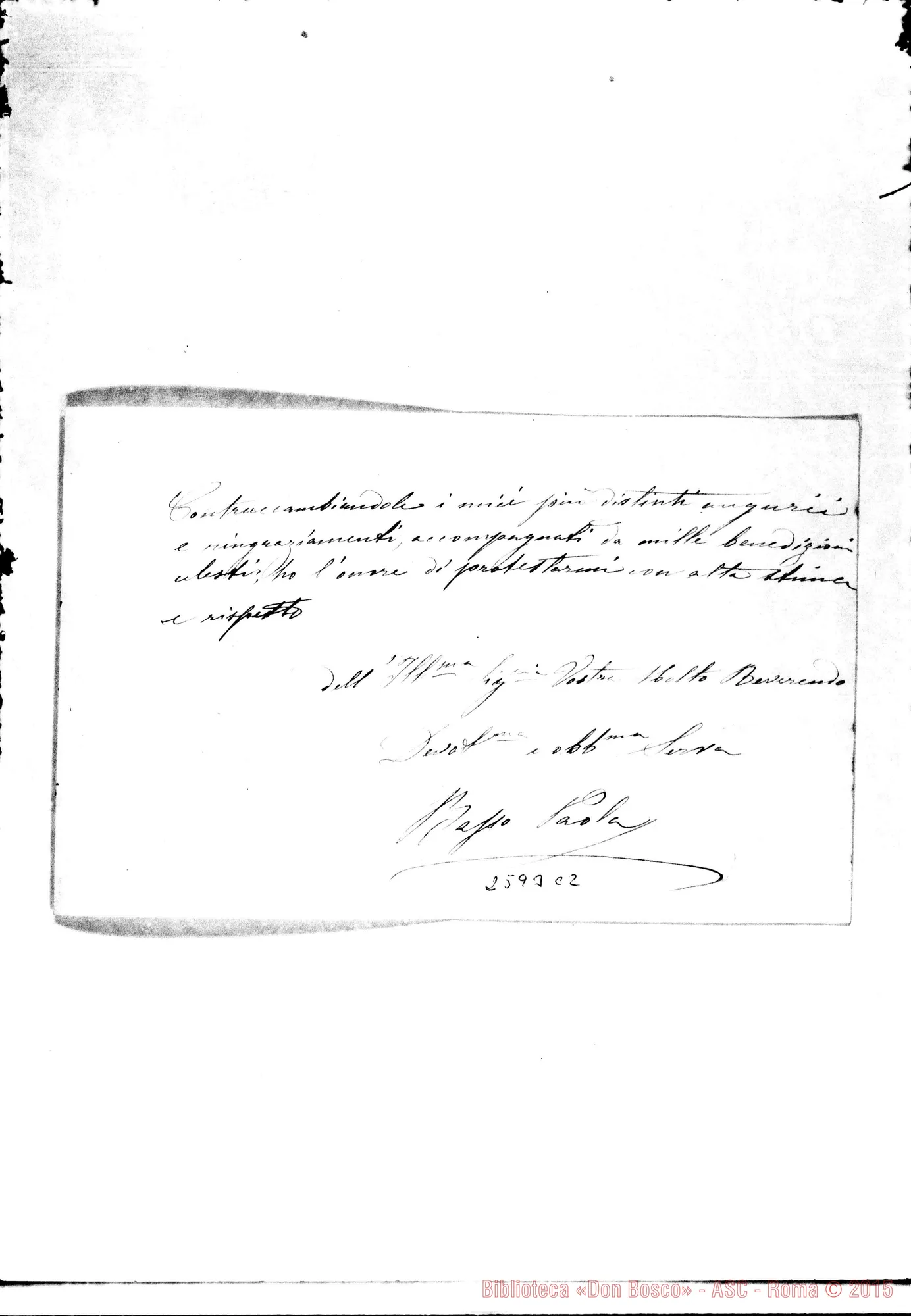 Fotogramma C 2 — Basso Paola - D. Rua. Sanda, 31-01-1884. Autogr. Rua