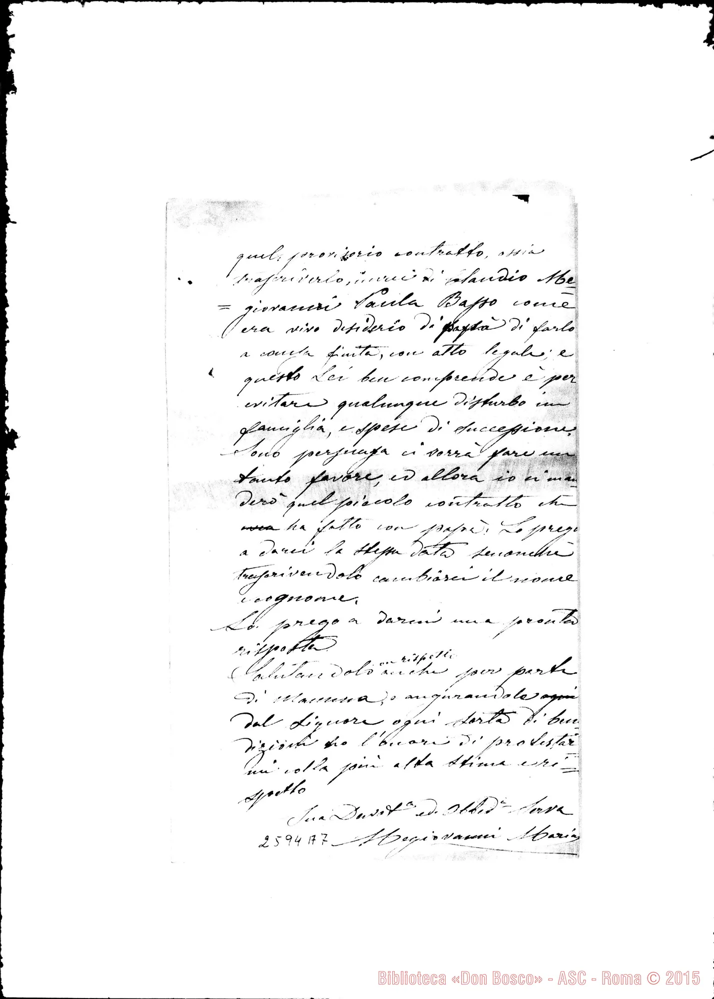 Fotogramma A 7 — Megiovanni Maria - D. Rua. Sanda, 12-11-1884. Autogr. Rua