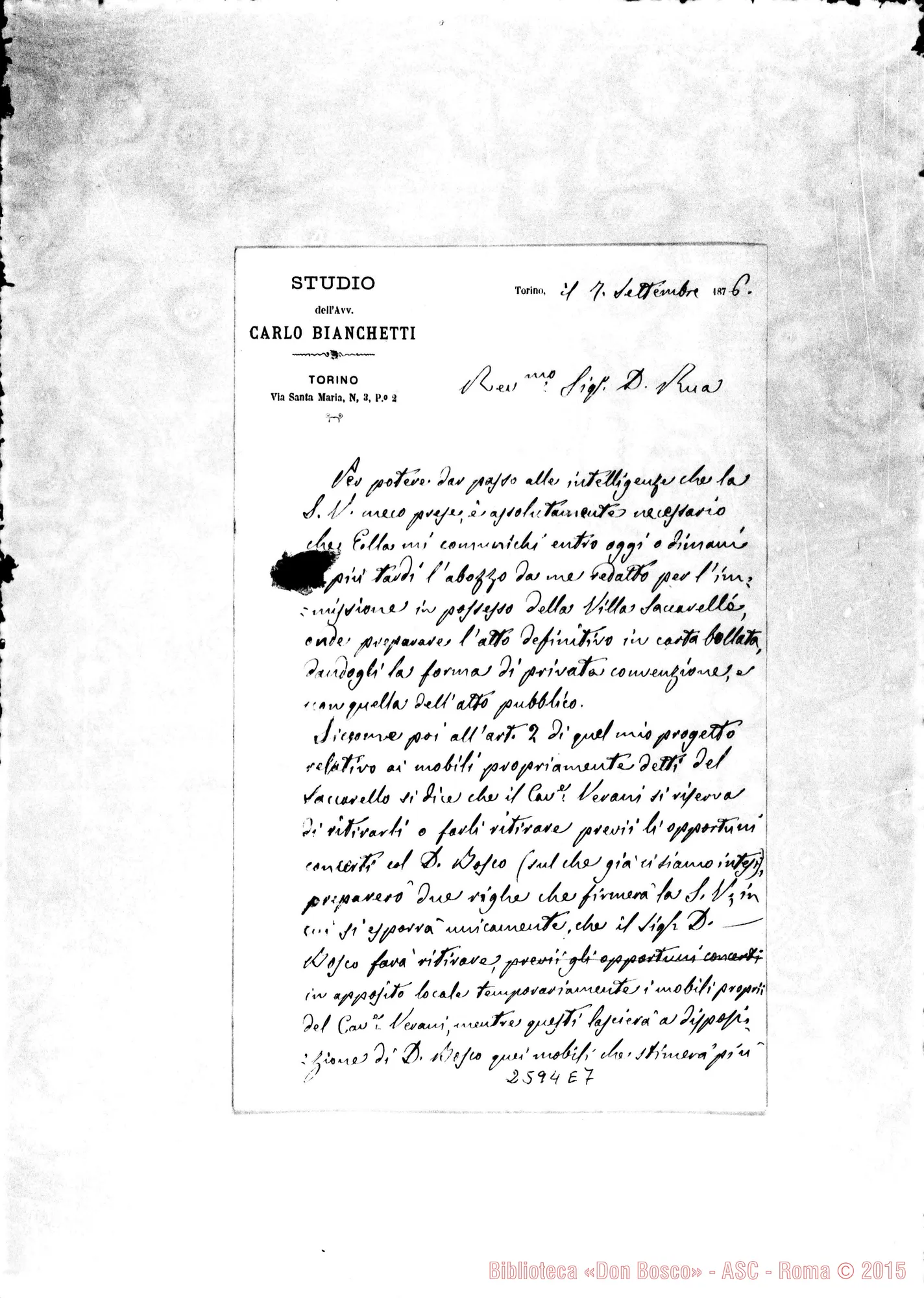Fotogramma E 7 — Bianchetti Carlo - D. Rua. Torino, 7-09-1876
