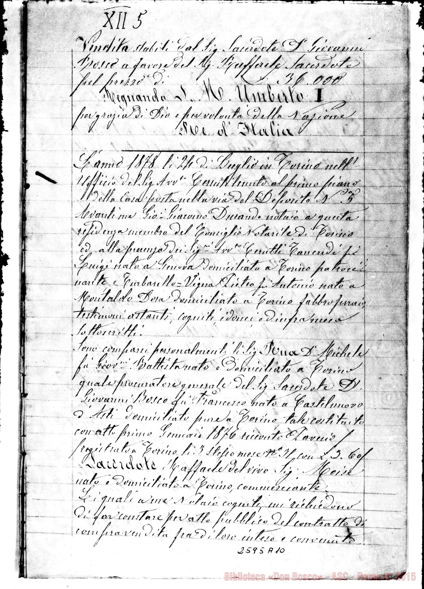 Fotogramma A 10 — Vendita della Villa Monti. Copia ms.