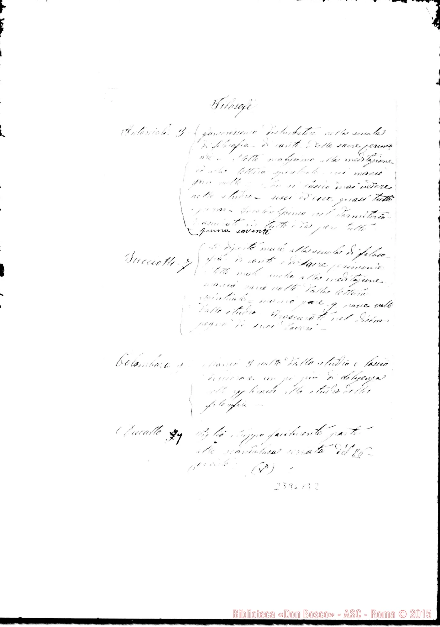 Fotogramma B 2 — Ragione dei voti E alcune osservazioni