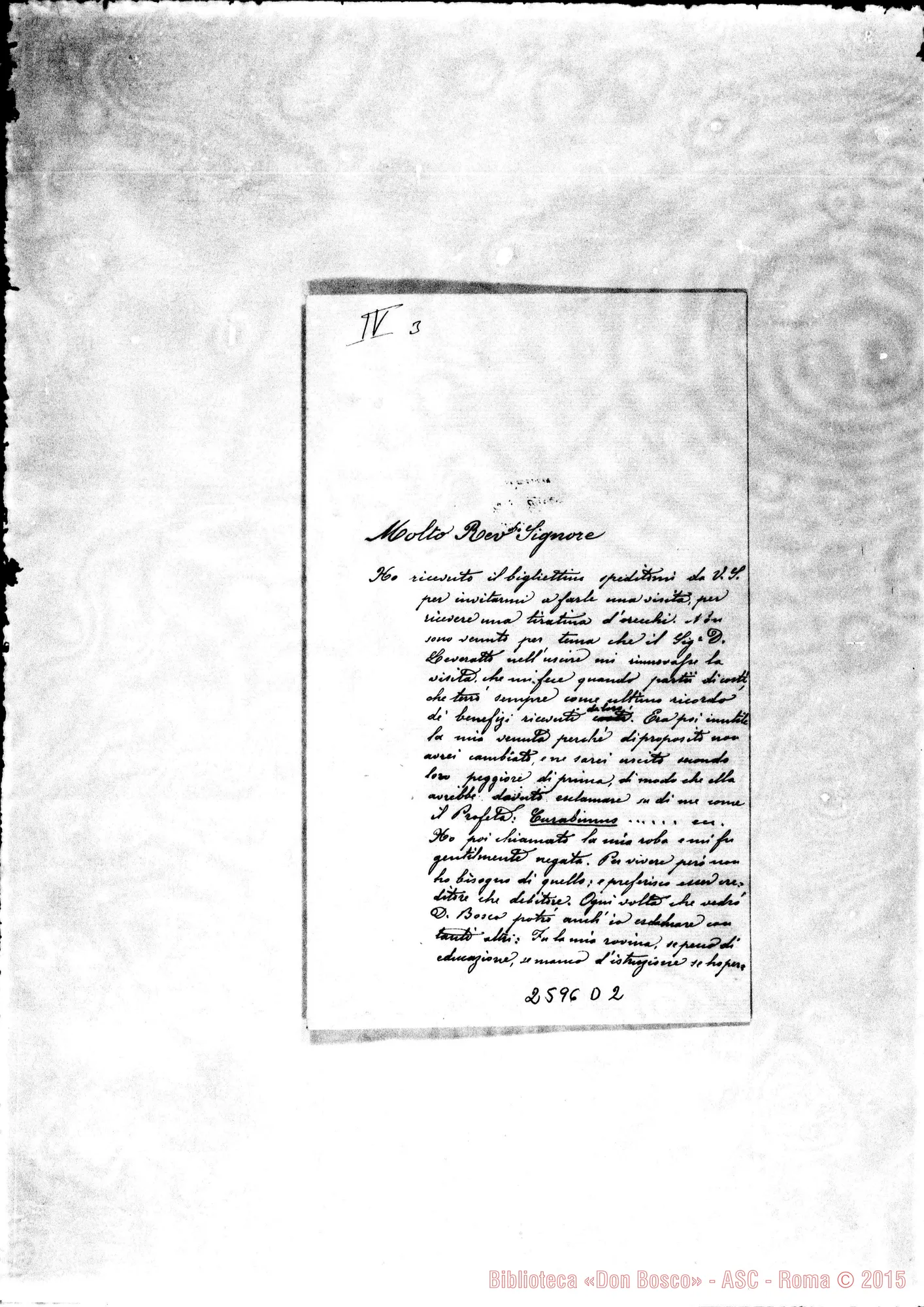 Fotogramma D 2 — Berrà Eligio - Rev.do Signore. Torino, 13-03-1882