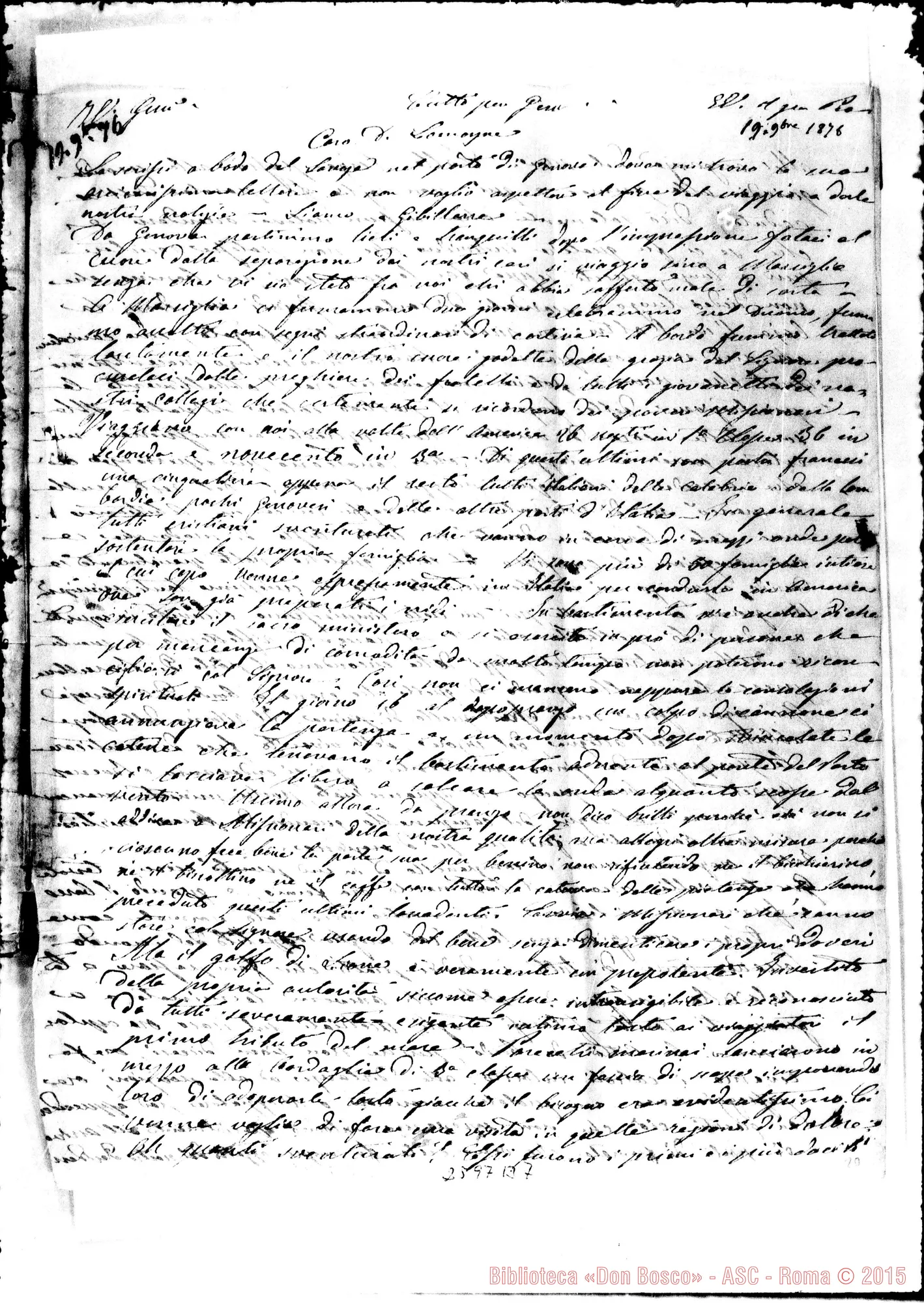 Fotogramma B 7 — Bodrato - Lemoyne. Dal «Savoia», 19-11-1876