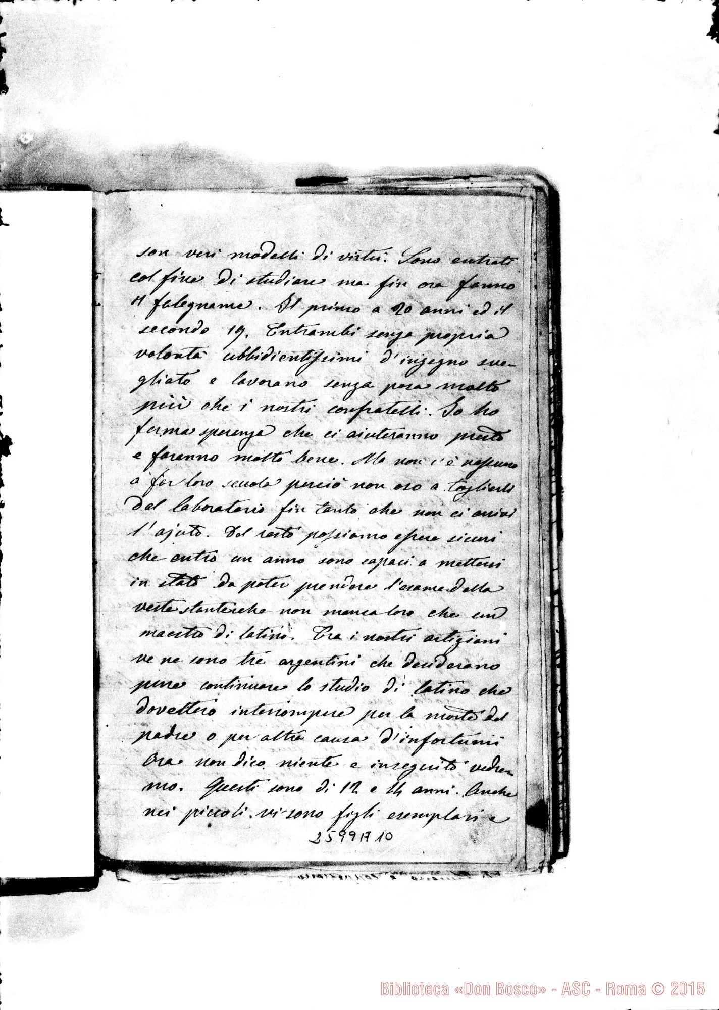 Fotogramma A 10 — Bodrato - D. Bosco. Buenos Aires, 7-07-1877. Autogr. Bosco