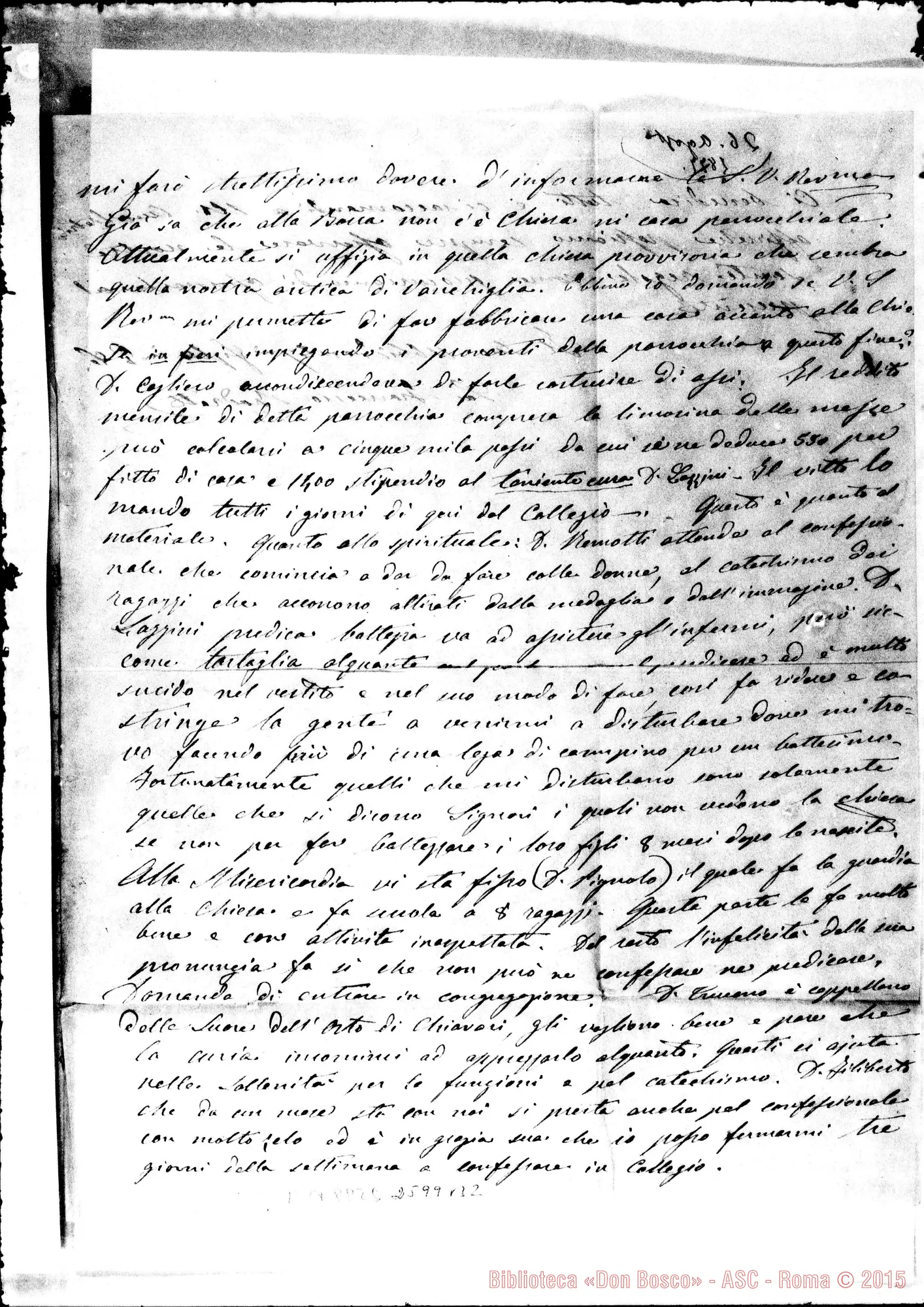 Fotogramma B 2 — Bodrato - D. Bosco. Buenos Aires, 26-08-1877. Autogr. Bosco