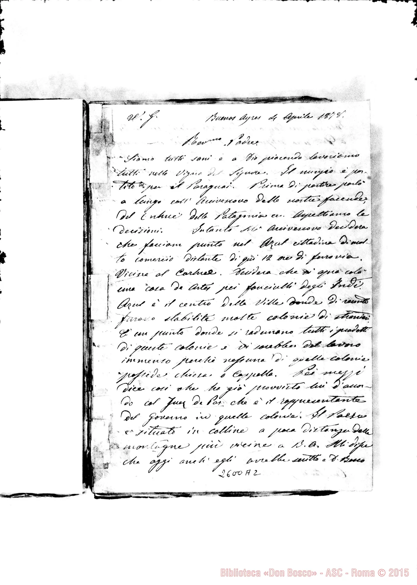 Fotogramma A 2 — Bodrato - D. Bosco. Buenos Aires, 4-04-1878
